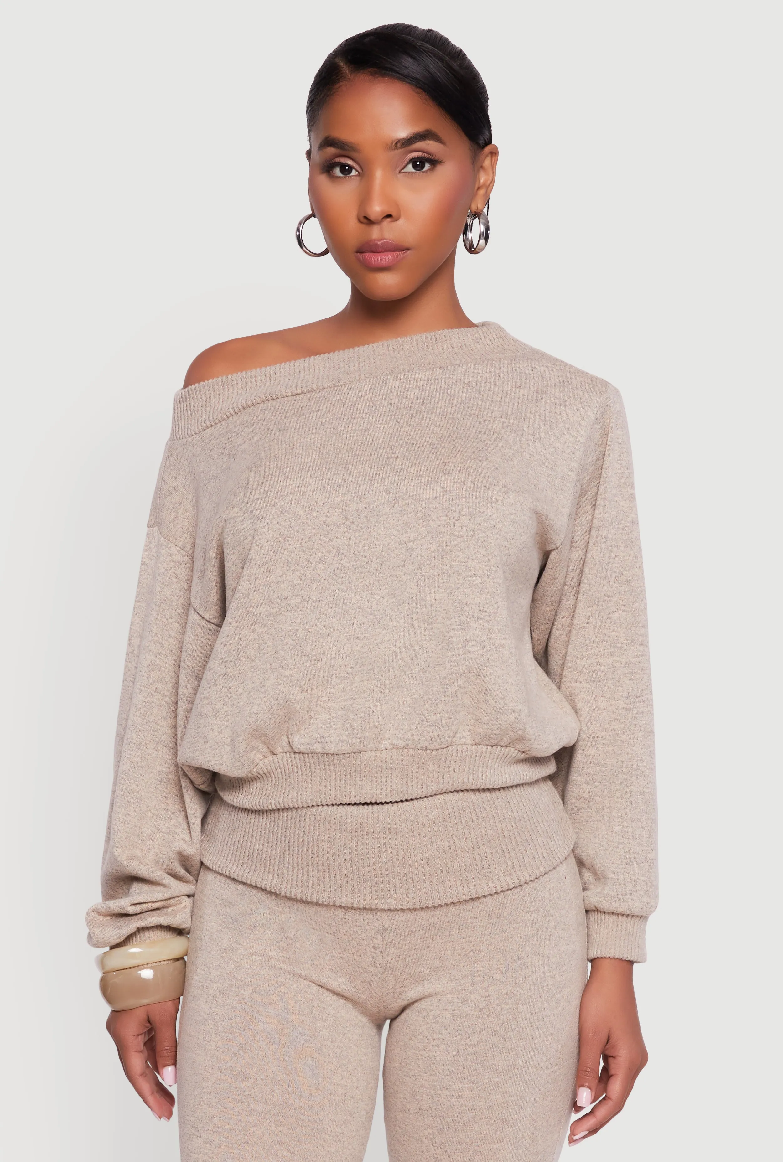 Off The Shoulder Long Sleeve Pullover Sweatshirt sold by Rainbow product image thumbnail 2