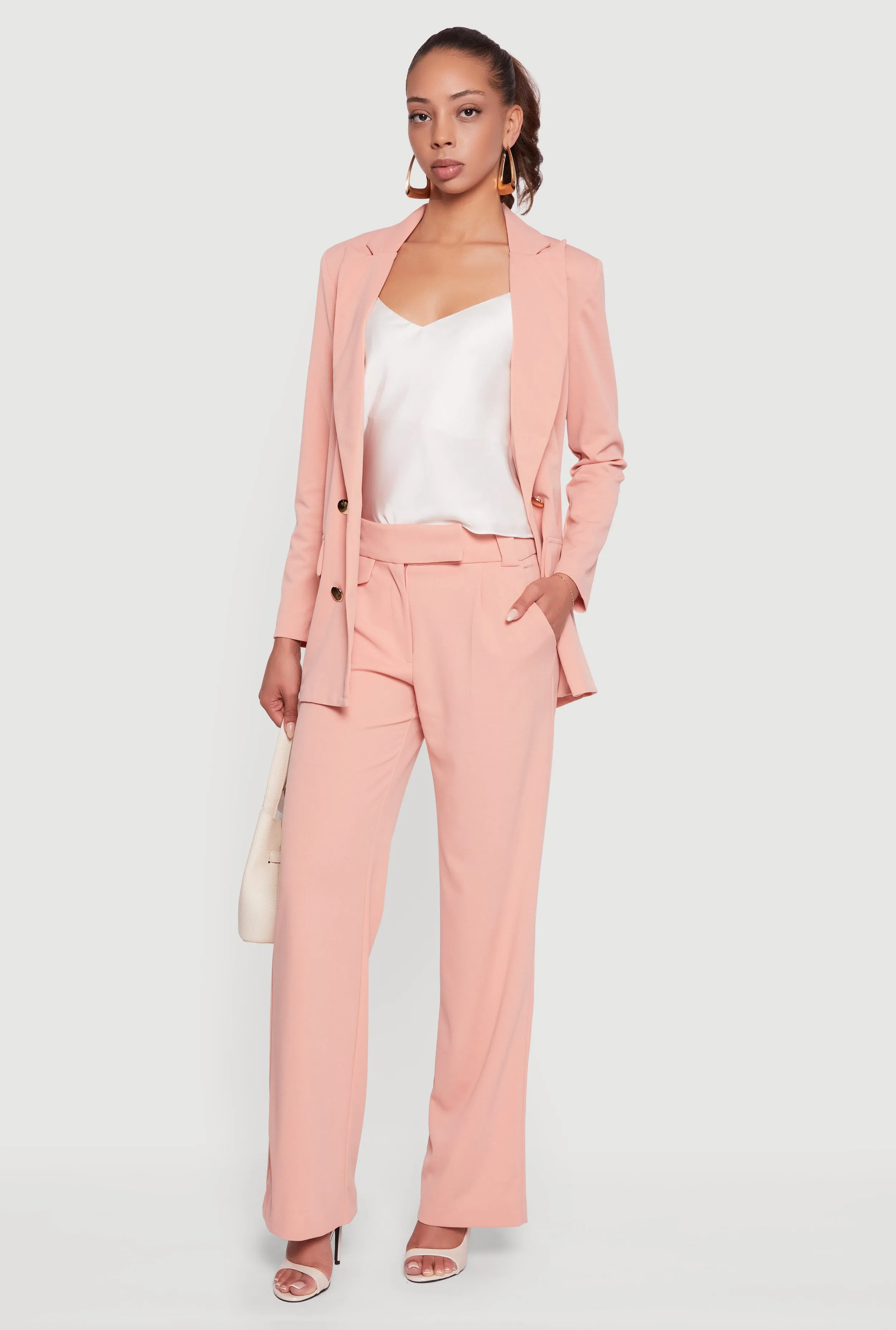 Crepe Knit Pleated Straight Leg Pants sold by Rainbow