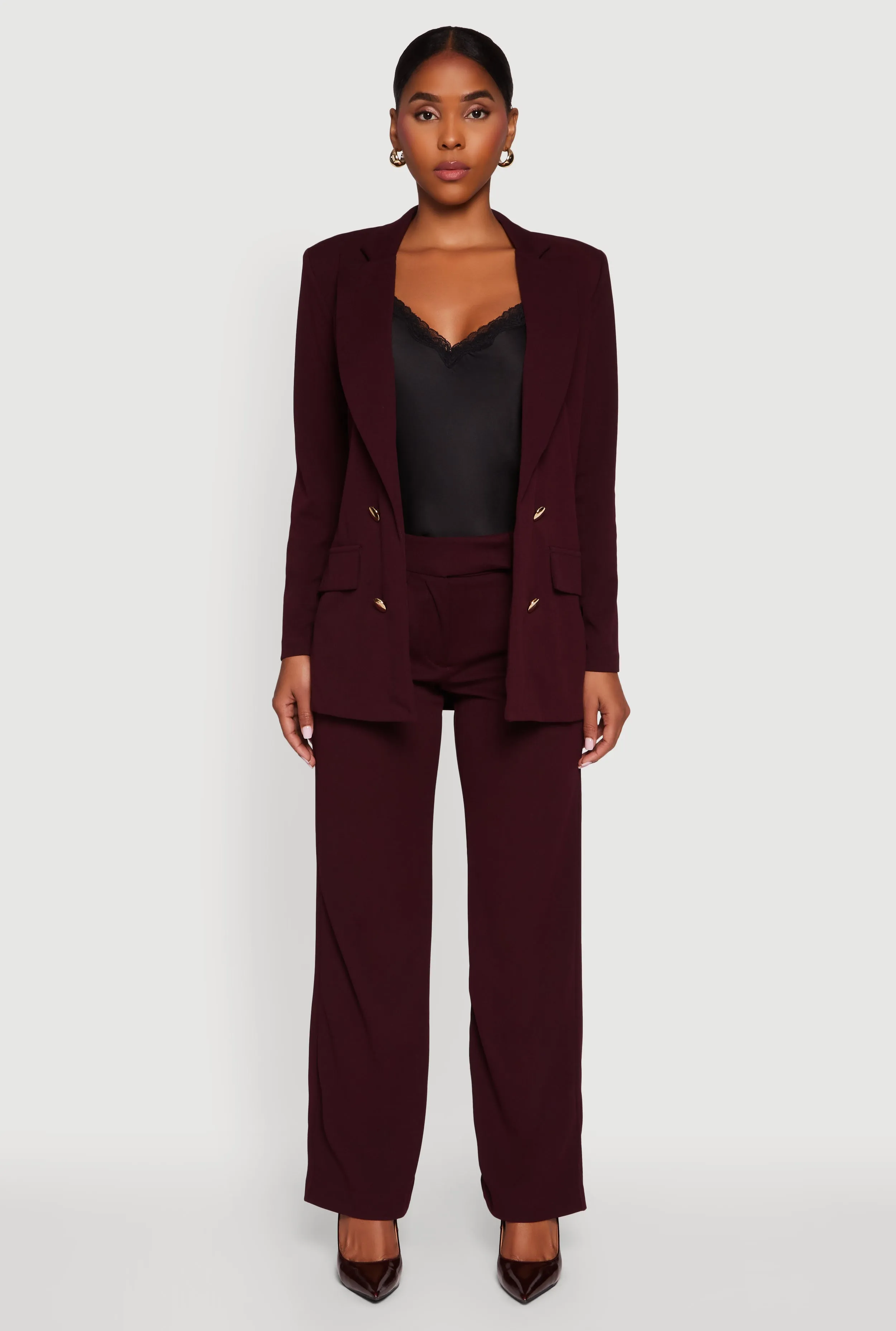 Crepe Knit Pleated Straight Leg Pants sold by Rainbow product image thumbnail 2