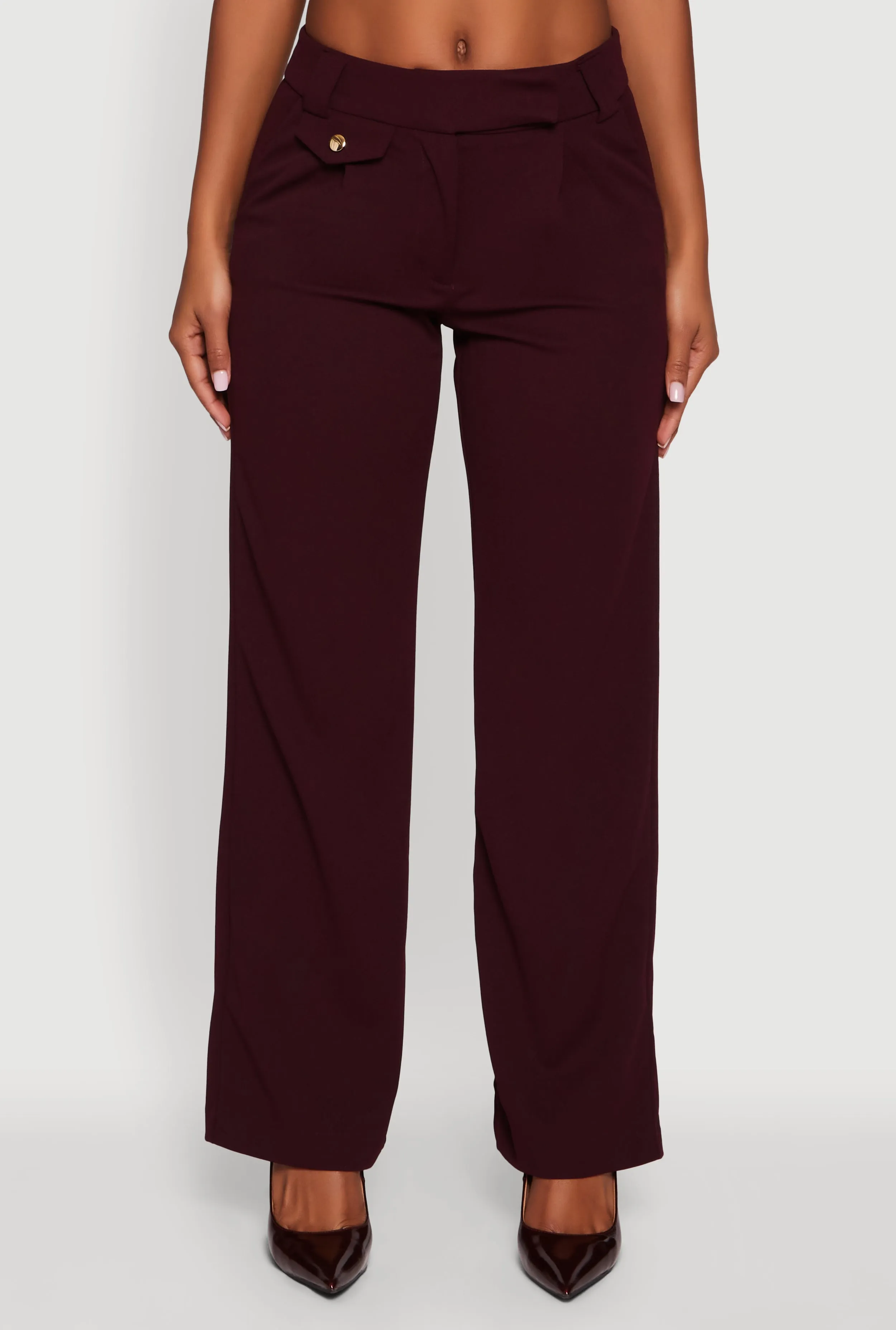 Crepe Knit Pleated Straight Leg Pants sold by Rainbow product image thumbnail 3