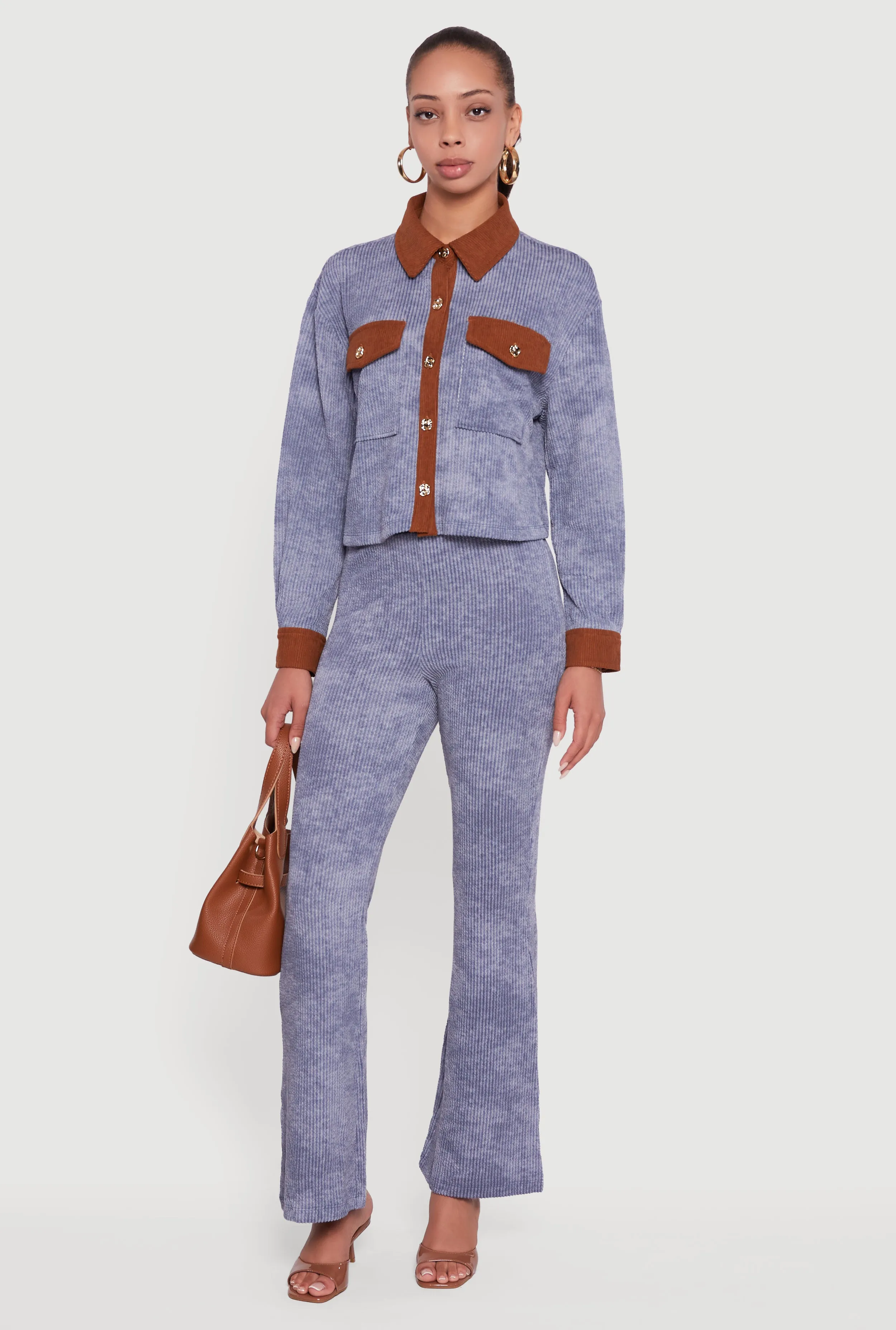 Mineral Wash Shadow Stripe Flare Pants sold by Rainbow