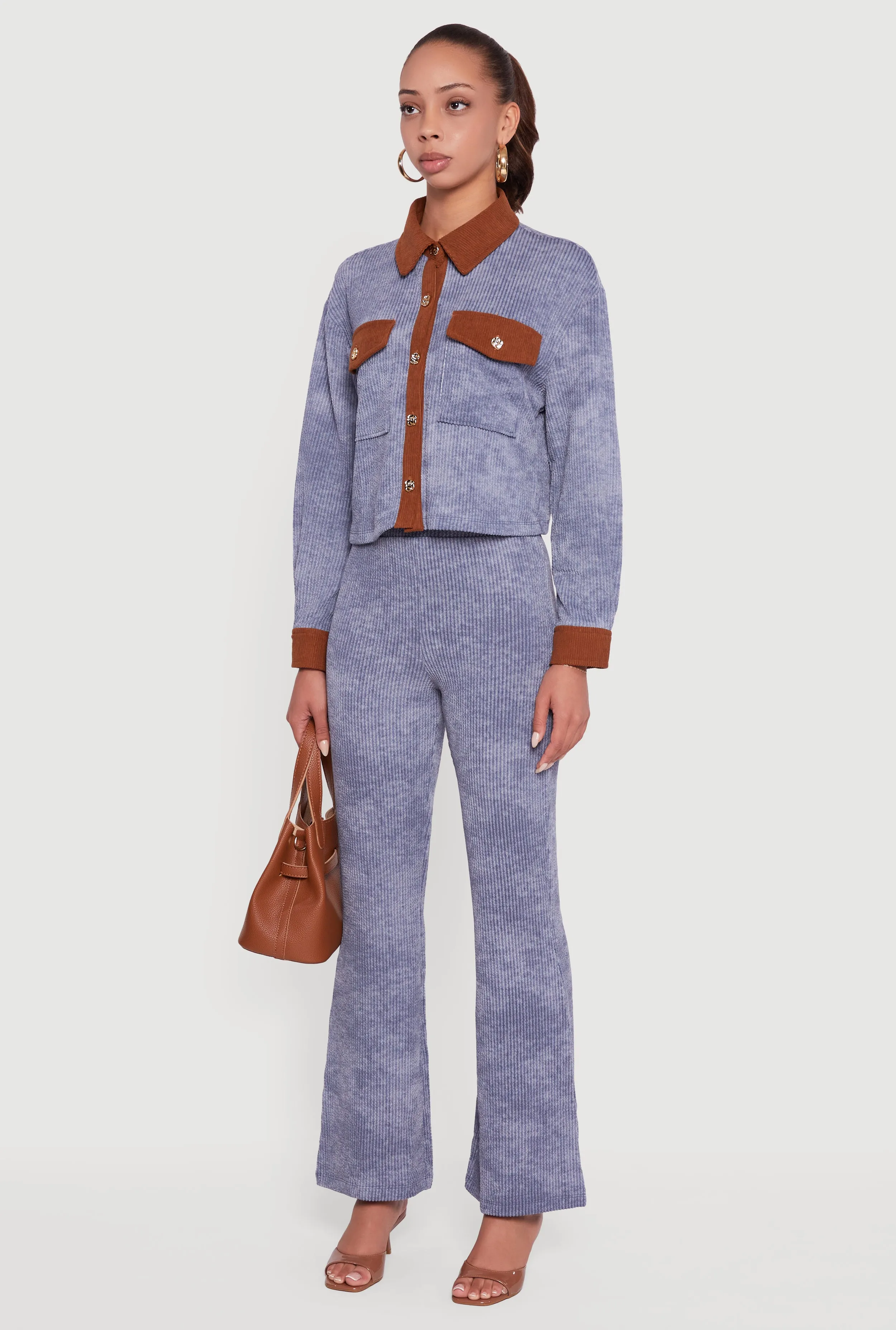 Corduroy Contrast Trim Button Front Shirt sold by Rainbow product image thumbnail 5