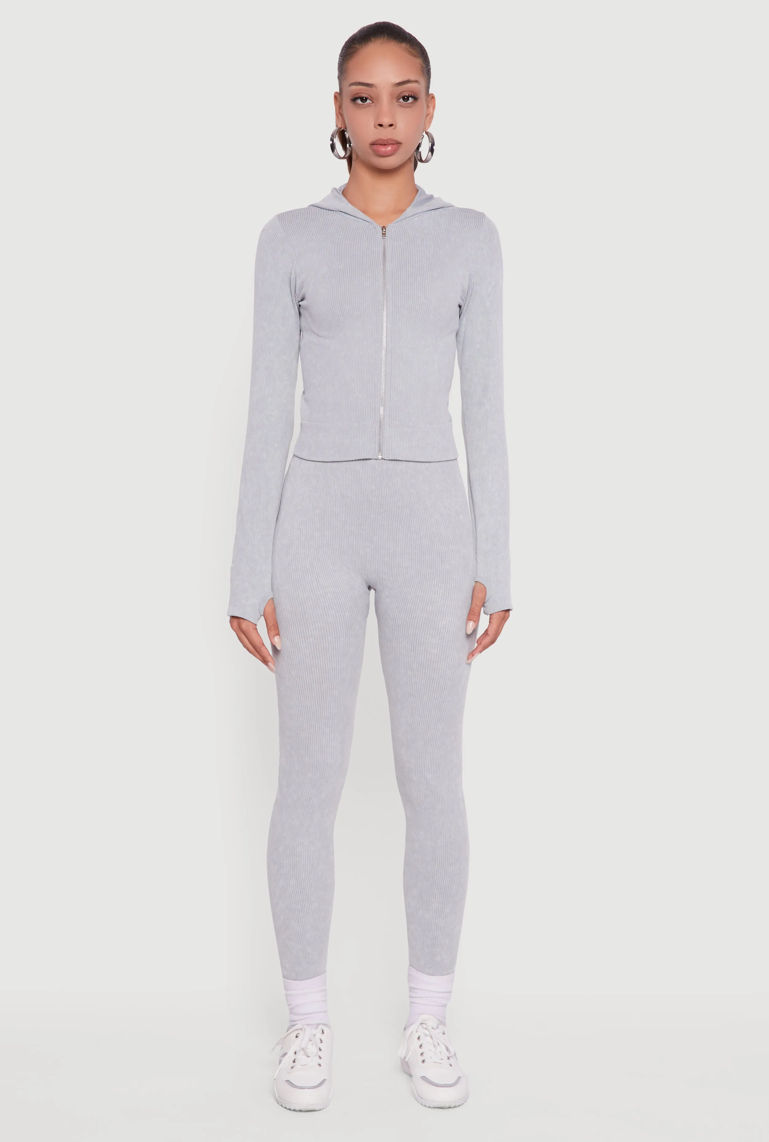 Ribbed Knit High Waisted Acid Wash Leggings sold by Rainbow product image thumbnail 2