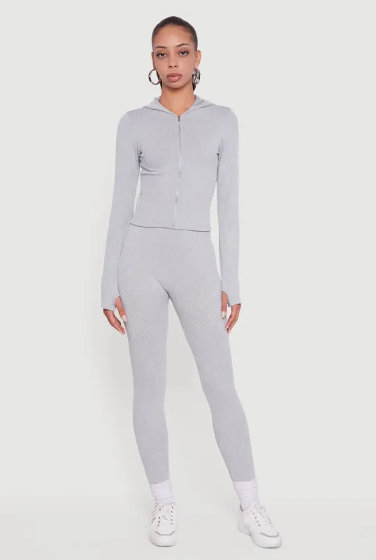 Ribbed Knit High Waisted Acid Wash Leggings sold by Rainbow