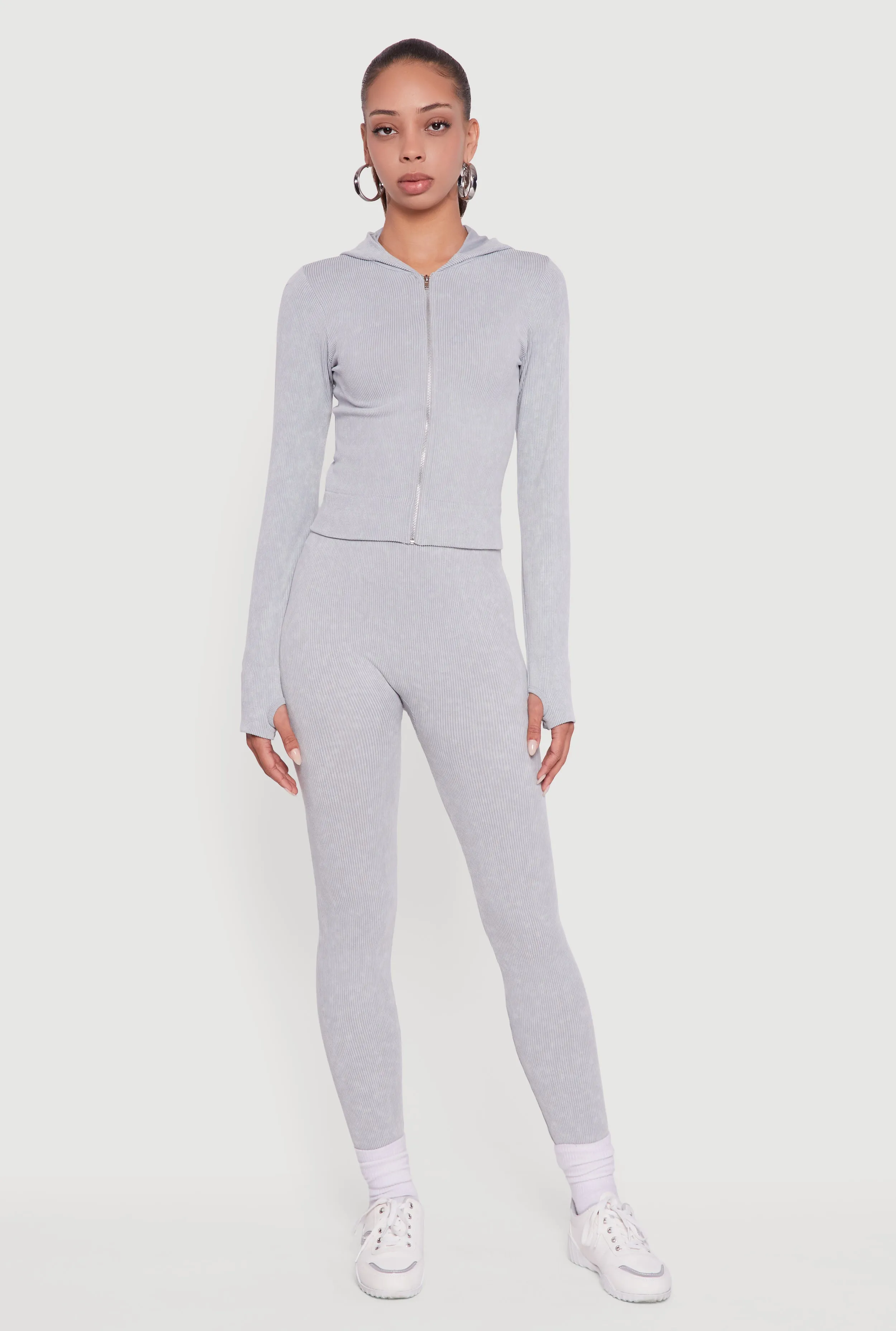 Ribbed Knit High Waisted Acid Wash Leggings sold by Rainbow