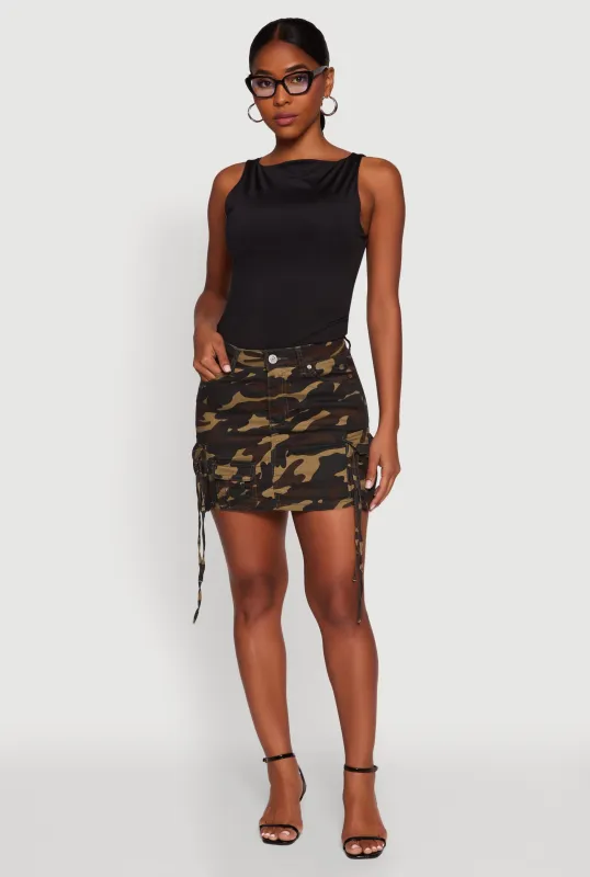 Camouflage Mini Skirt with Cargo Pockets sold by Rainbow