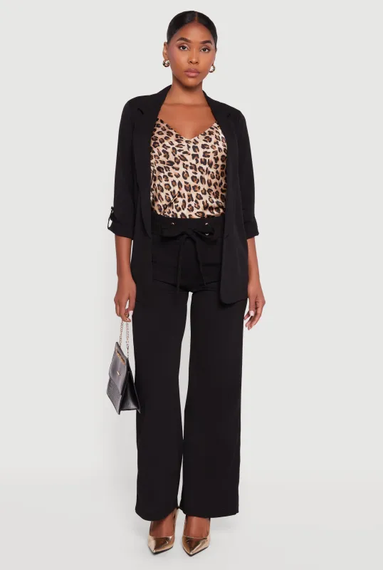 Crepe Knit Drawstring Detail Wide Leg Pants sold by Rainbow