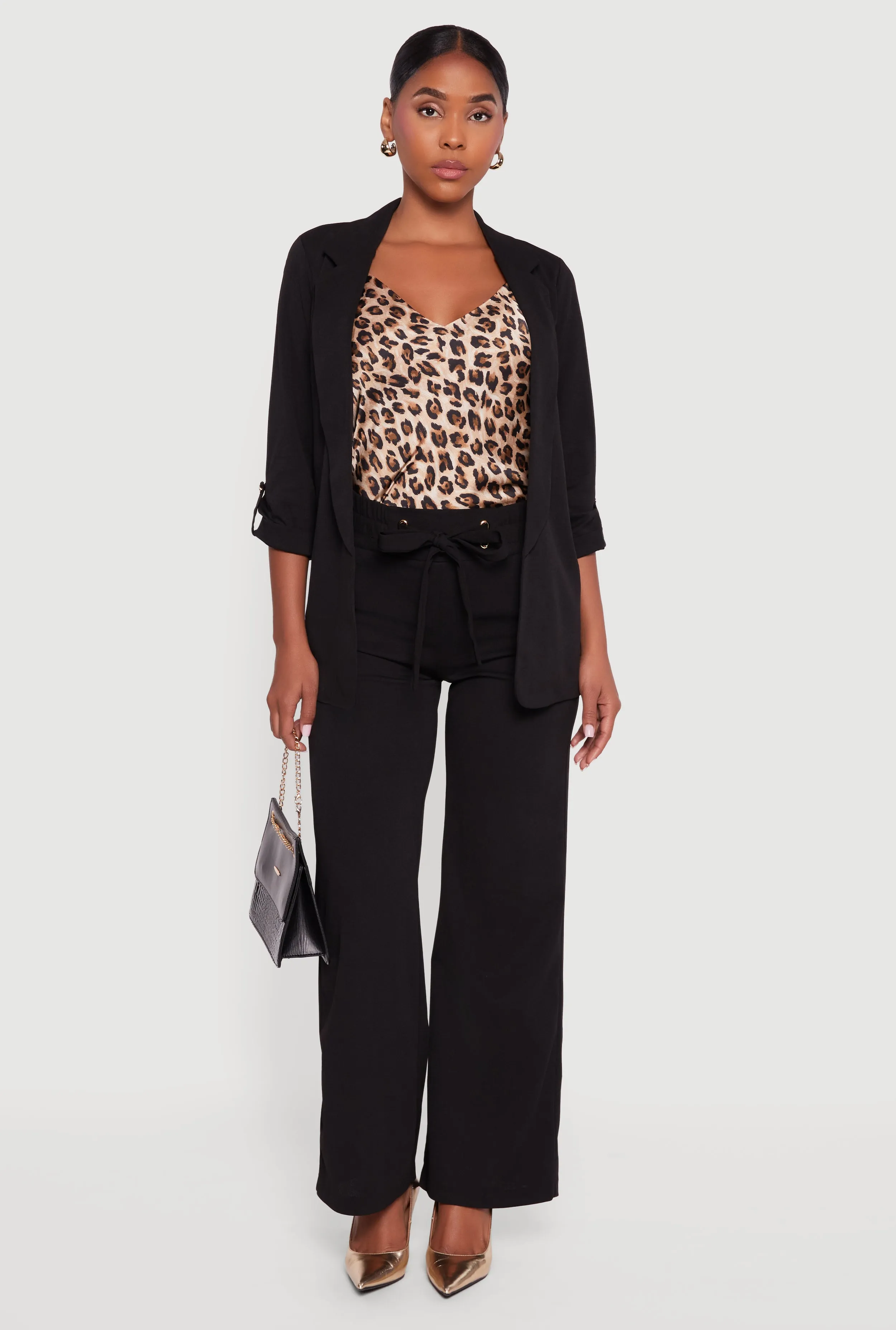 Crepe Knit Drawstring Detail Wide Leg Pants sold by Rainbow