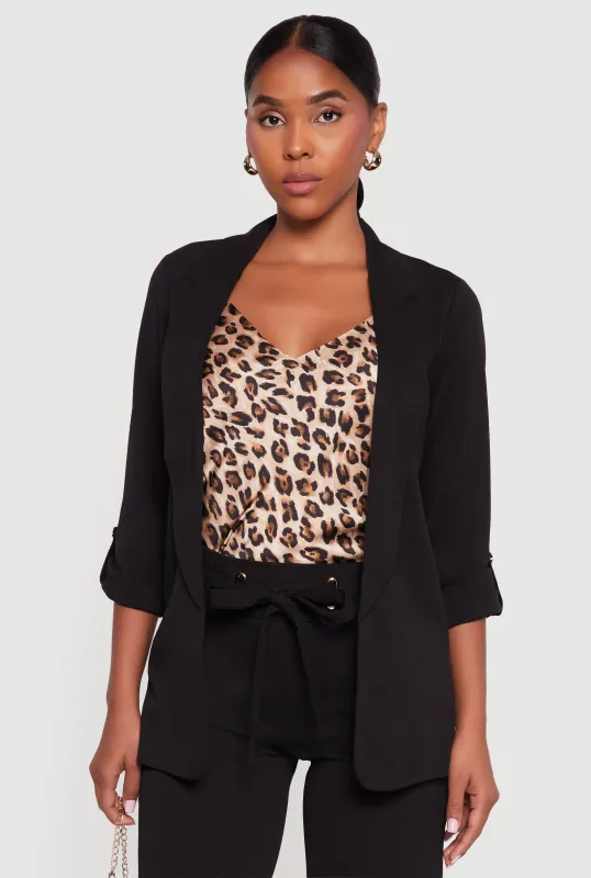 Crepe Knit Tabbed Sleeve Blazer sold by Rainbow