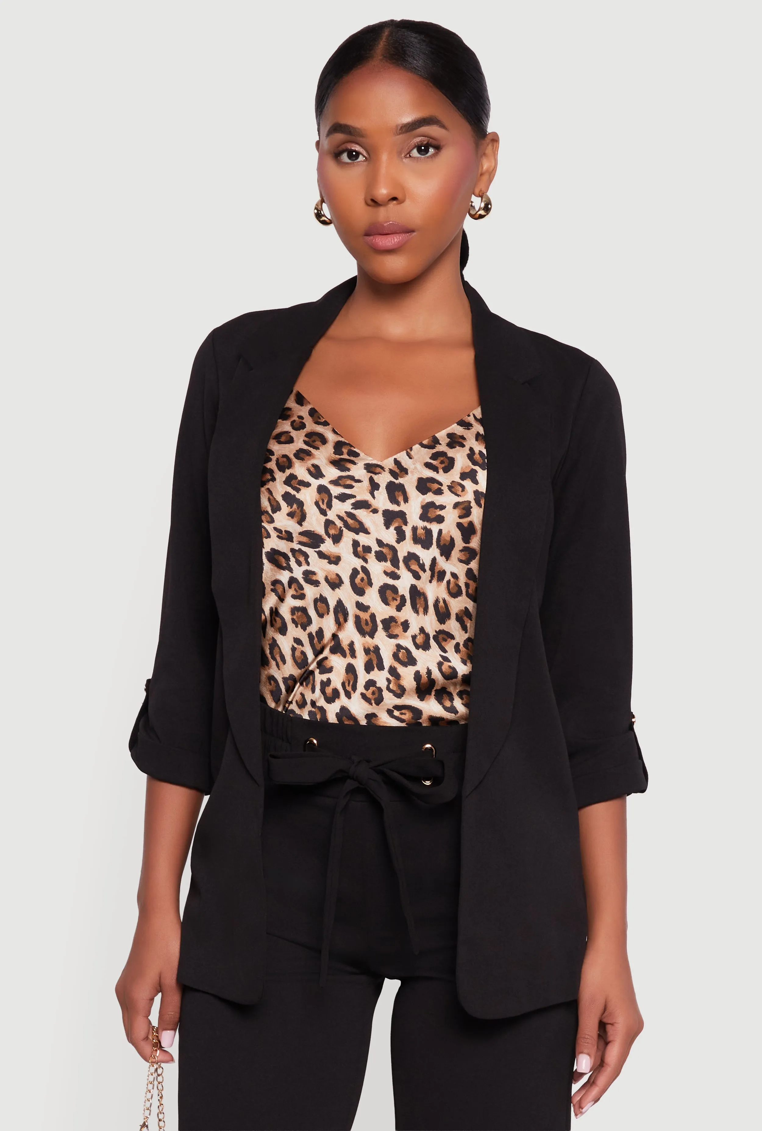 Crepe Knit Tabbed Sleeve Blazer sold by Rainbow