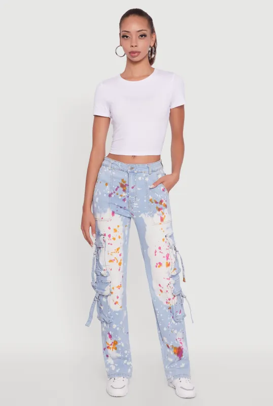 Paint Splattered Straight Leg Cargo Jeans sold by Rainbow