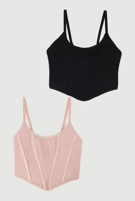Corset Detail Ribbed Knit Bralette 2 Pack sold by Rainbow