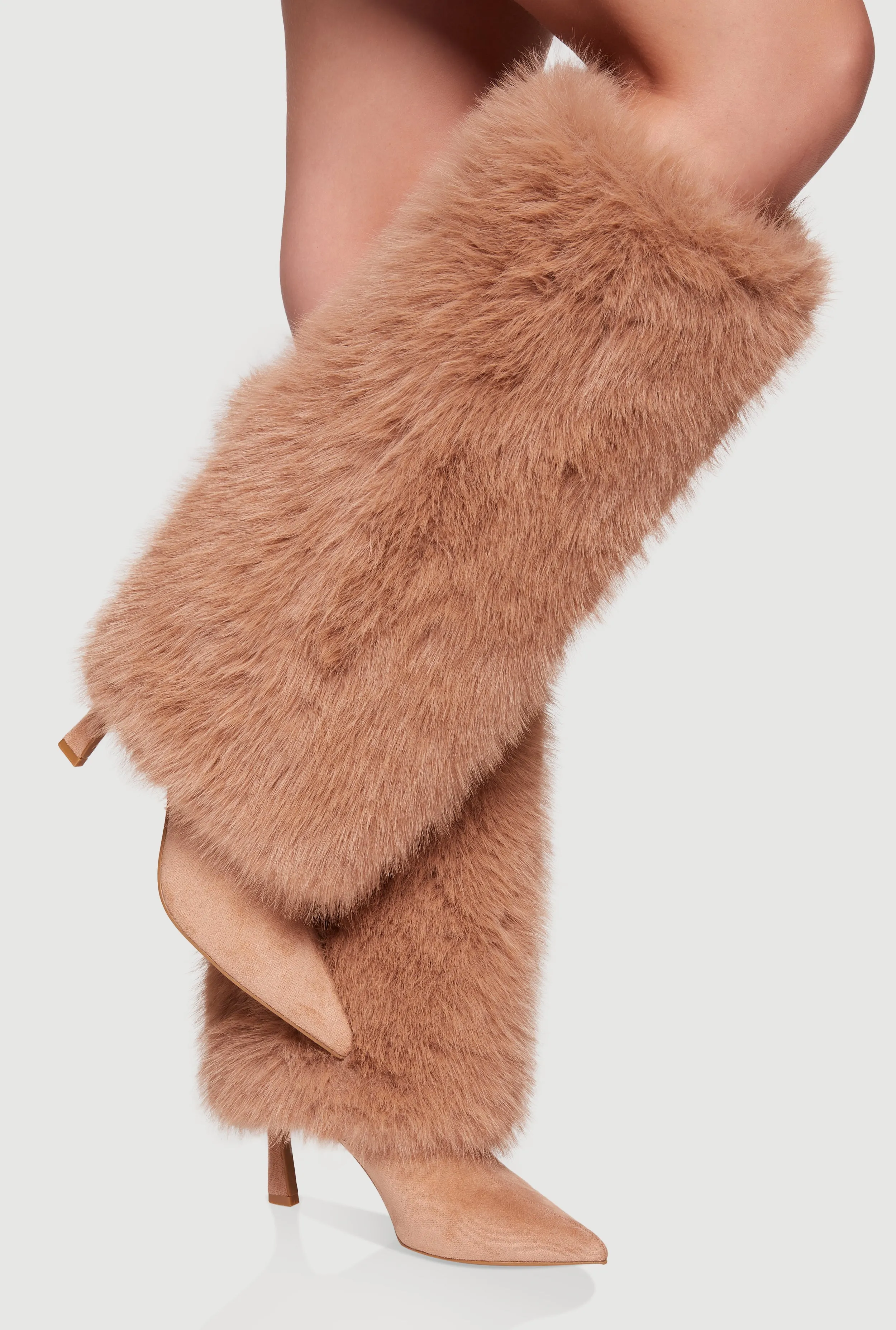 Faux Fur Stiletto Knee High Boots sold by Rainbow