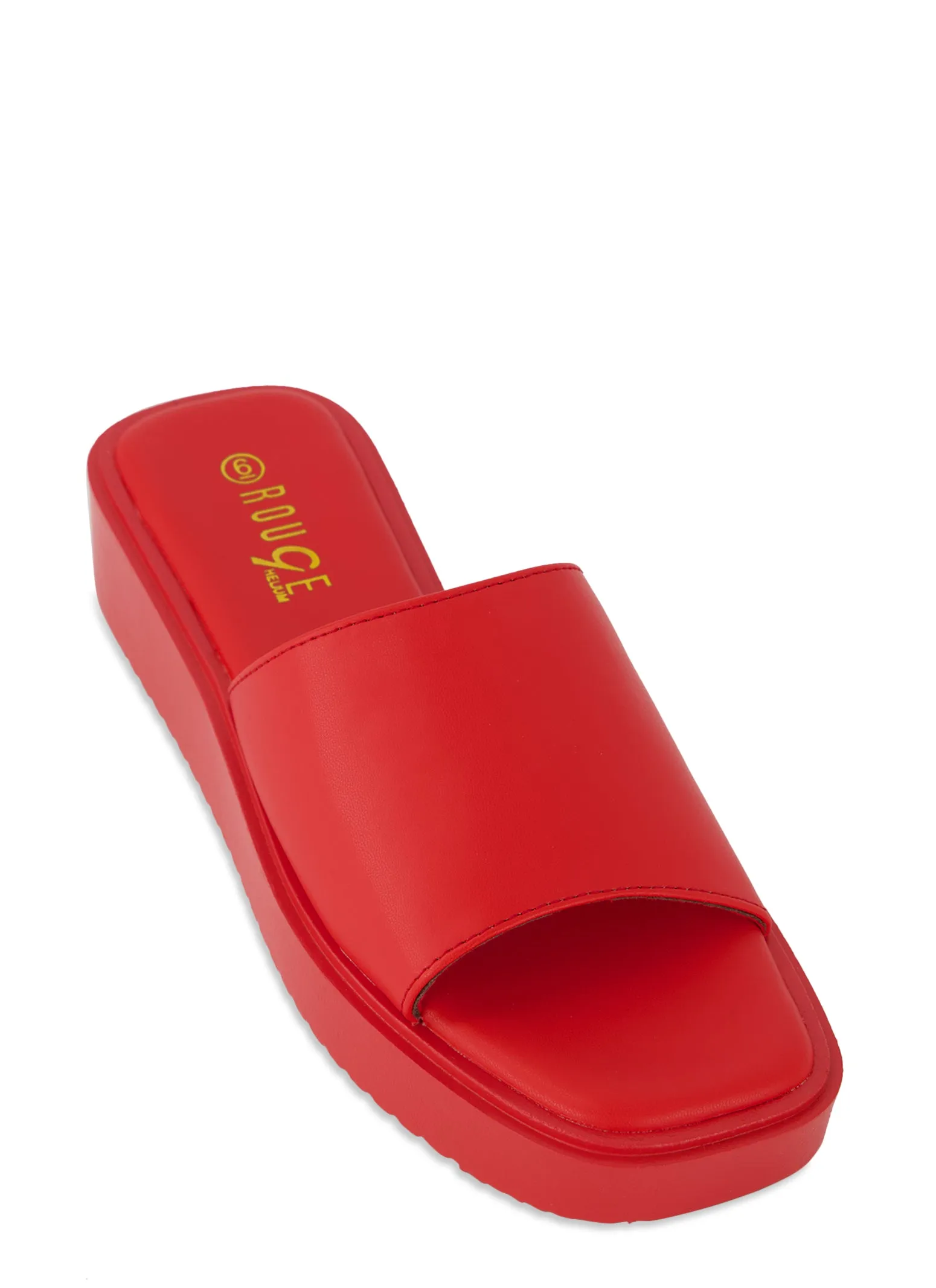 Solid Square Toe Platform Slide Sandals sold by Rainbow