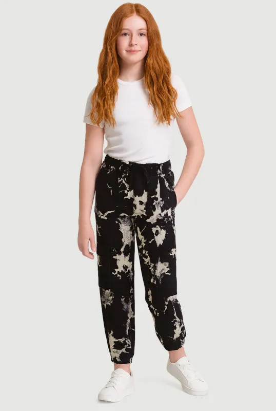 Girls Hyperstretch Printed Pattern Cargo Joggers sold by Rainbow