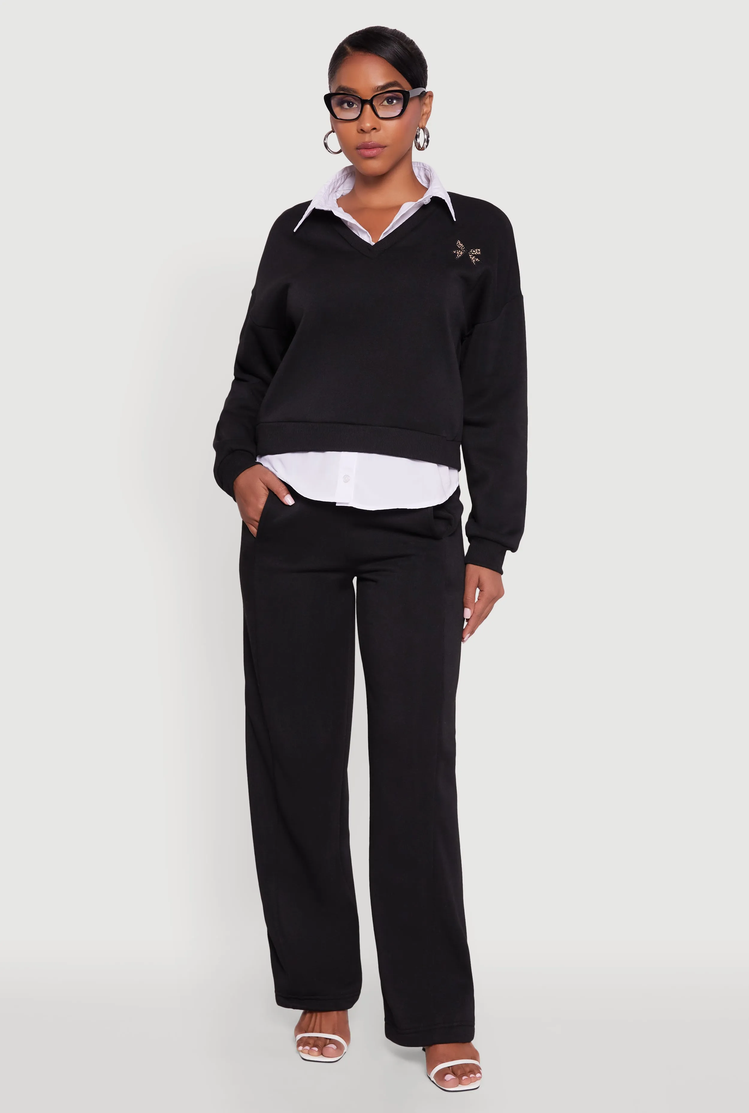 High Waisted Fleece Wide Leg Pants with Pockets sold by Rainbow