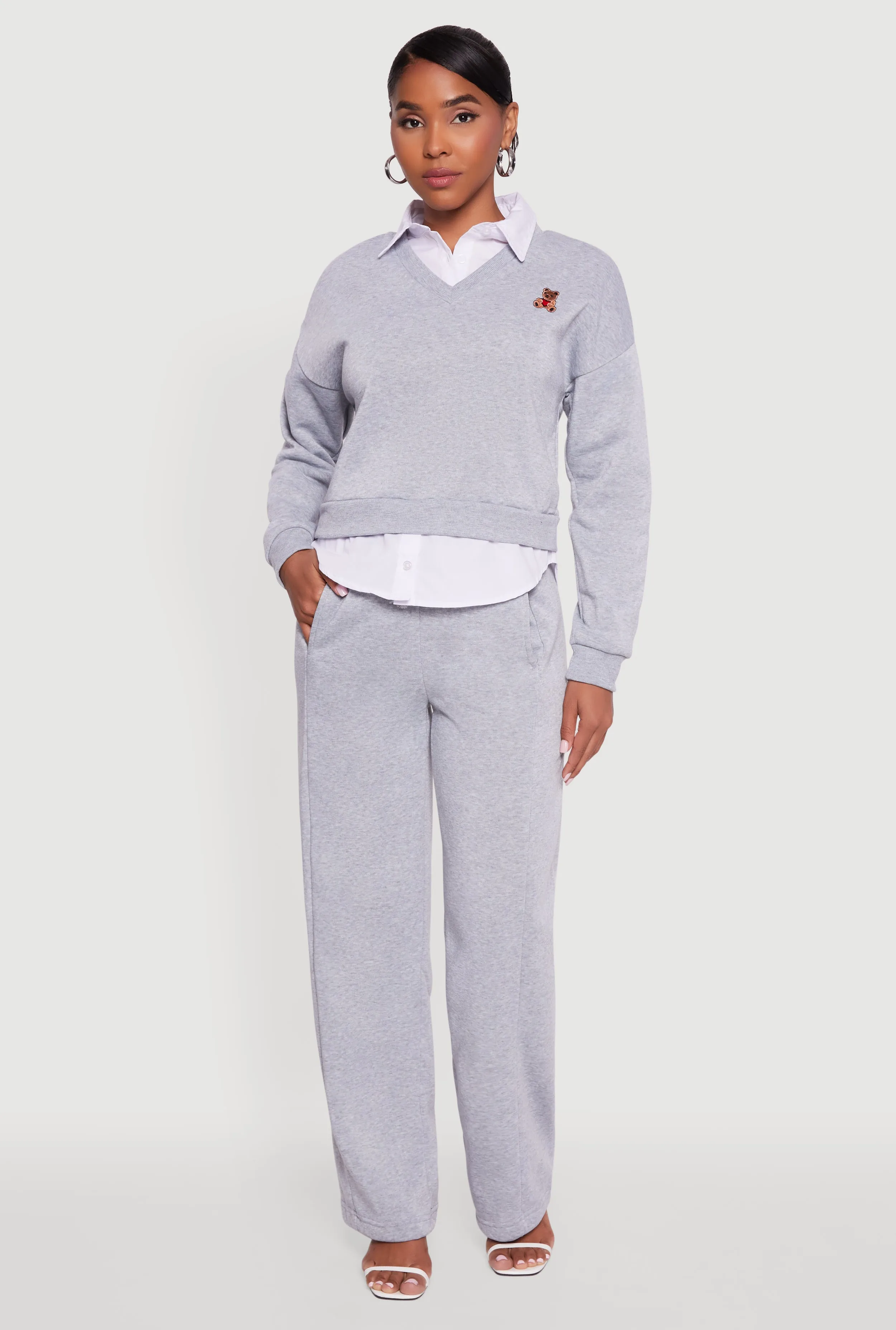 High Waisted Fleece Wide Leg Pants with Pockets sold by Rainbow product image thumbnail 3