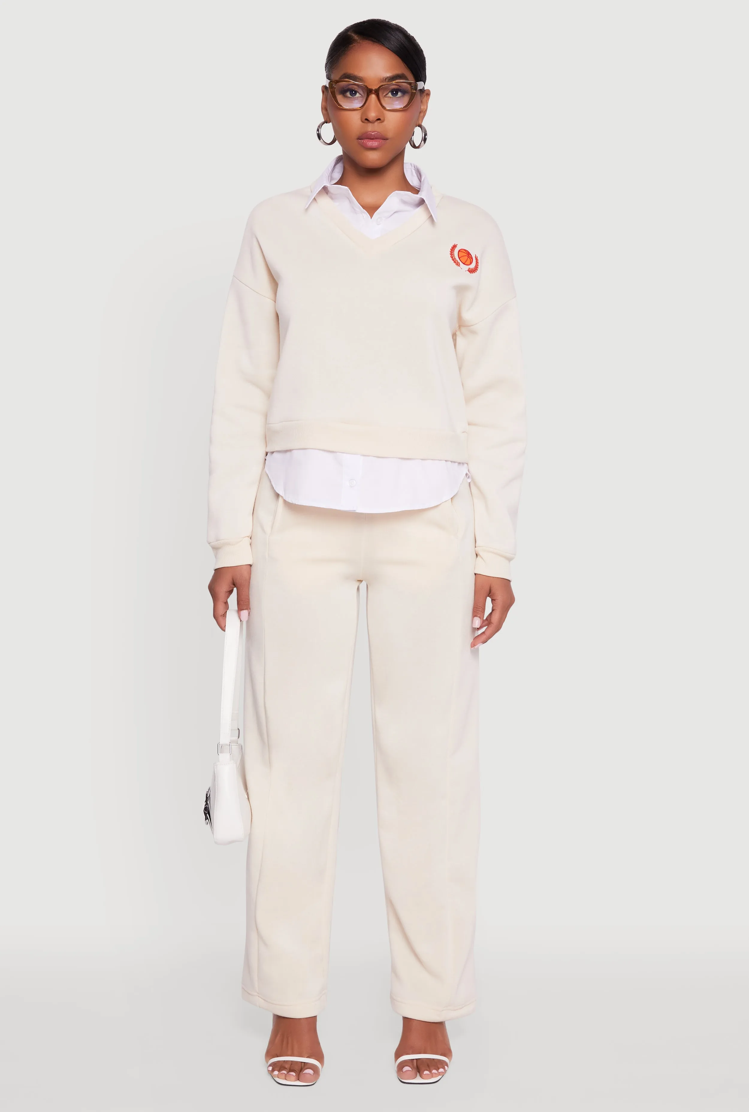 Graphic Detail Layered Look Shirt Collar Sweatshirt sold by Rainbow product image thumbnail 3