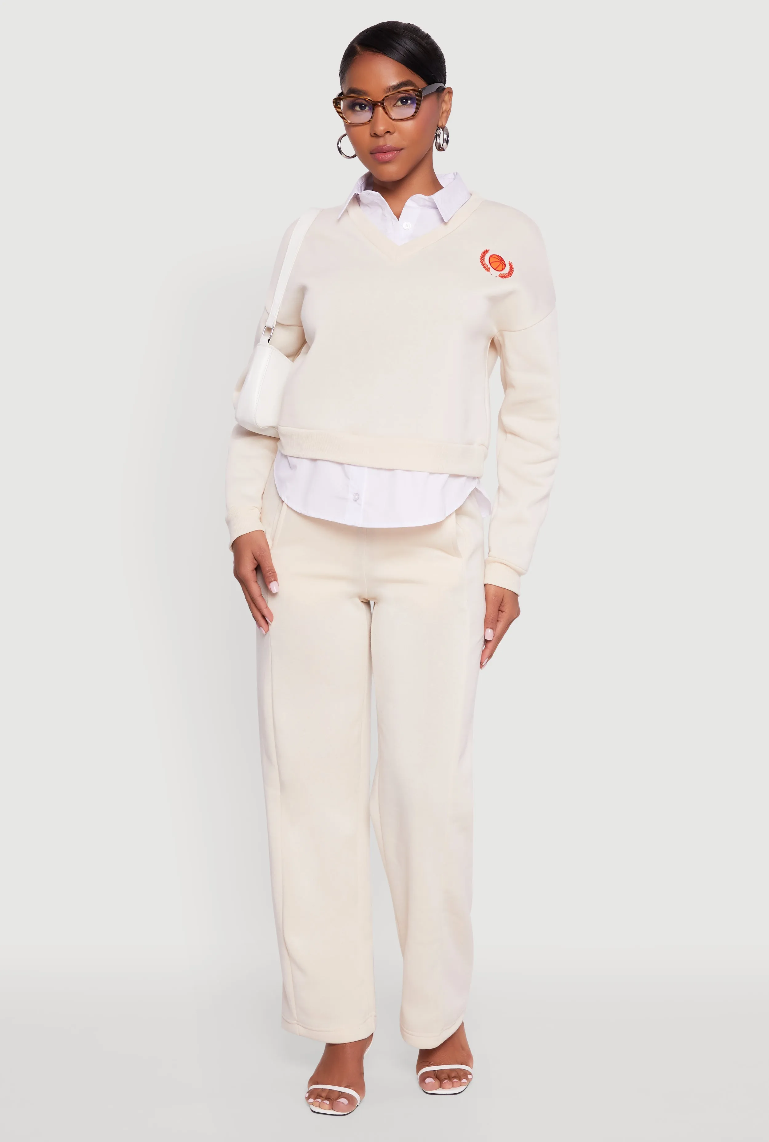 Graphic Detail Layered Look Shirt Collar Sweatshirt sold by Rainbow product image thumbnail 2