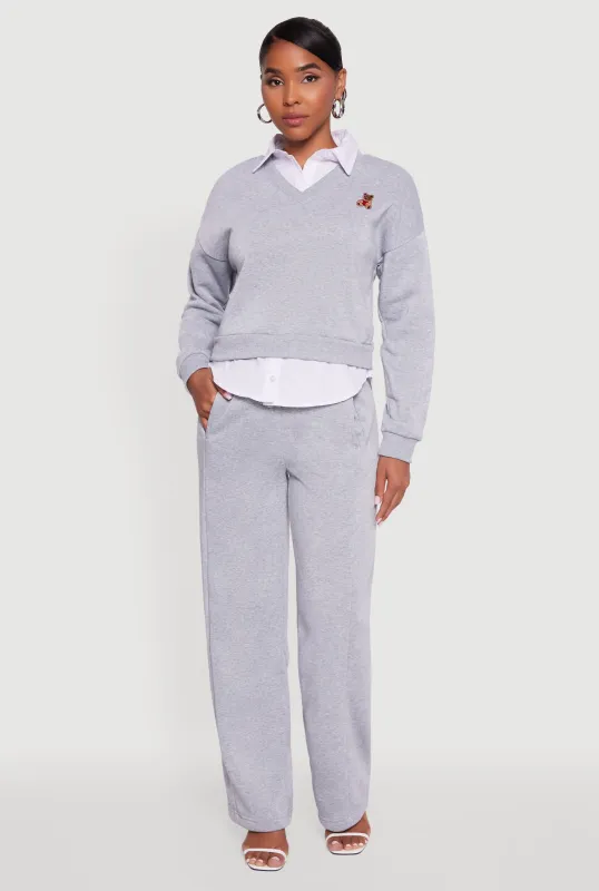 High Waisted Fleece Wide Leg Pants with Pockets sold by Rainbow