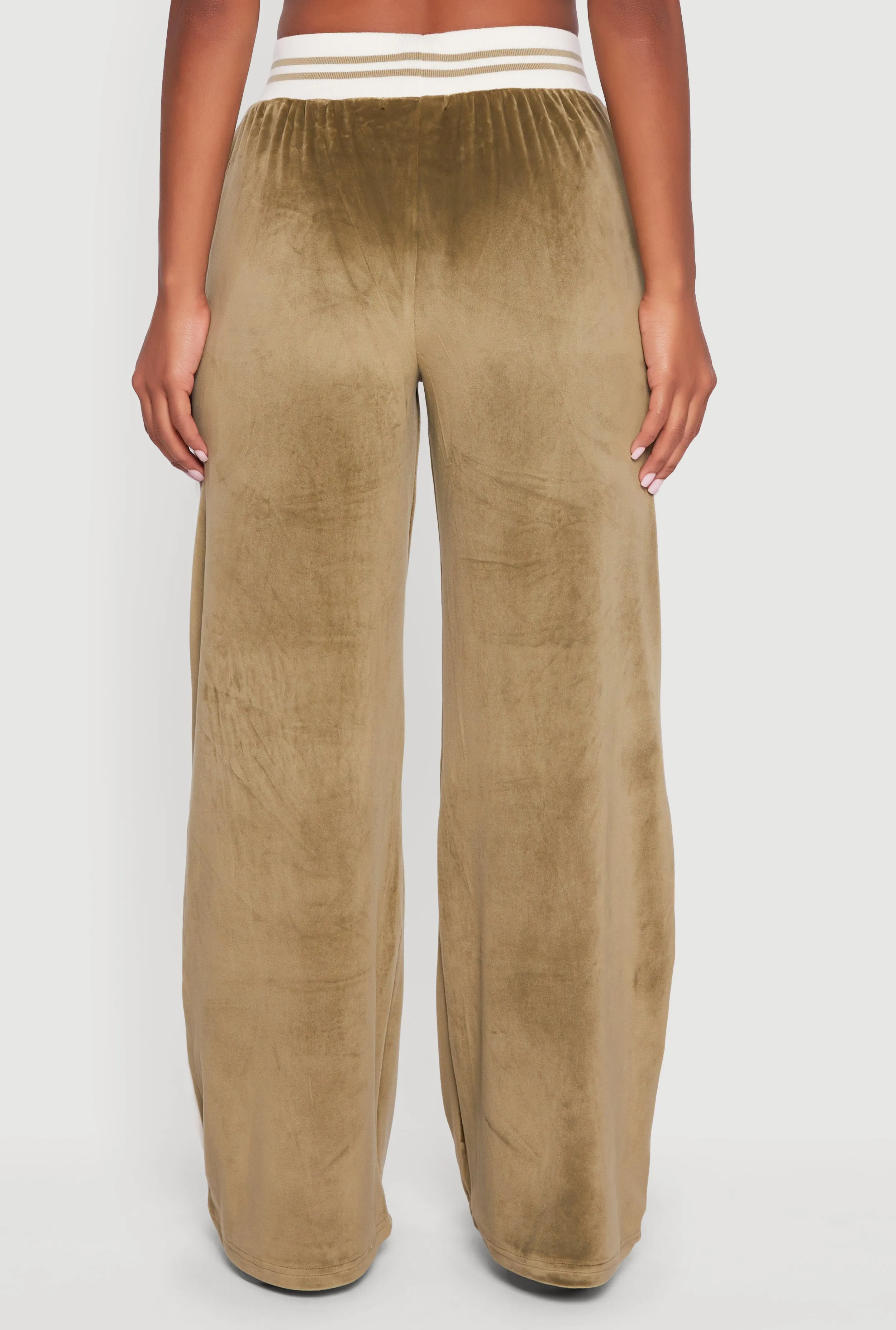 Velour High Waisted Striped Detail Wide Leg Pants sold by Rainbow product image thumbnail 5
