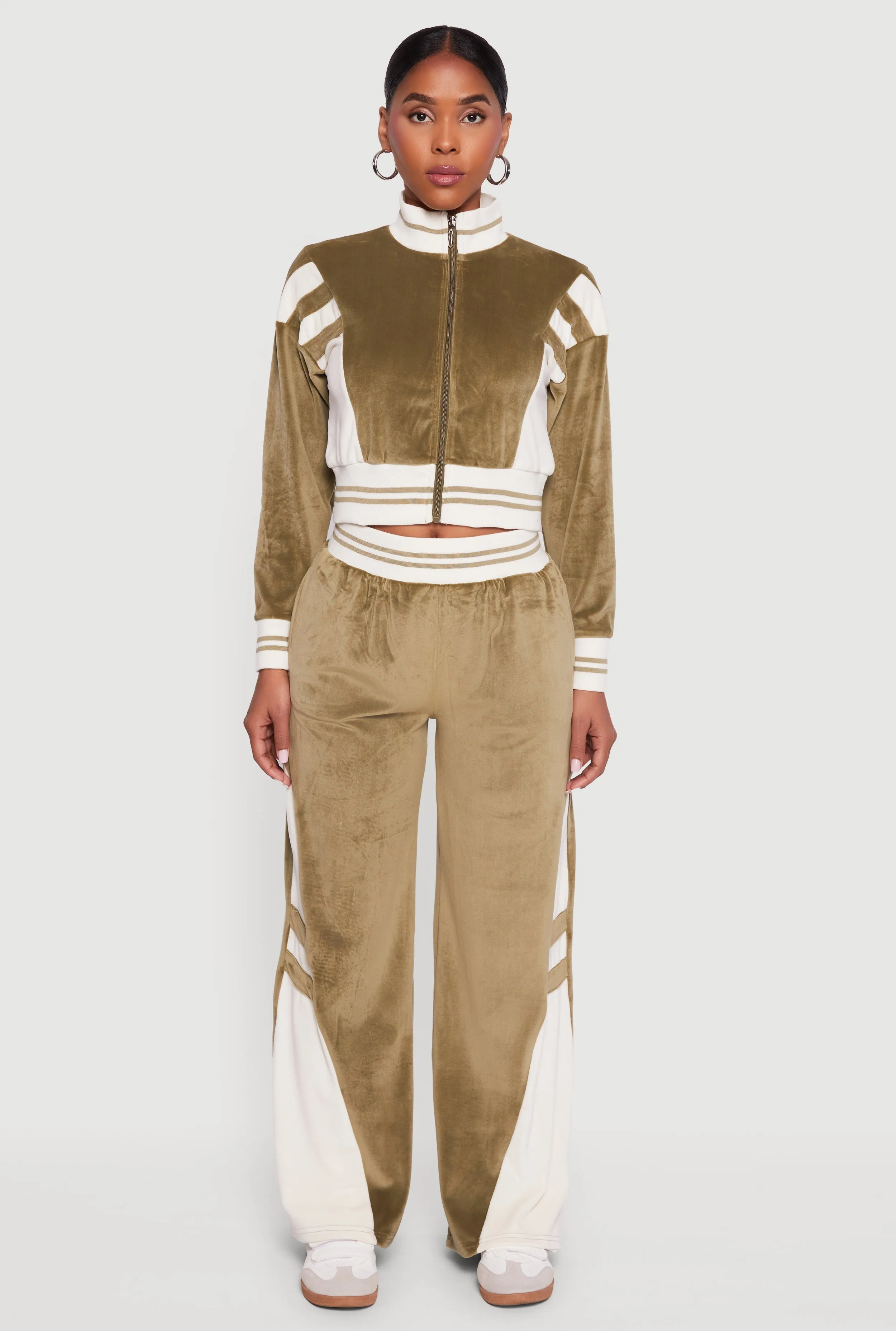 Velour High Waisted Striped Detail Wide Leg Pants sold by Rainbow product image thumbnail 2