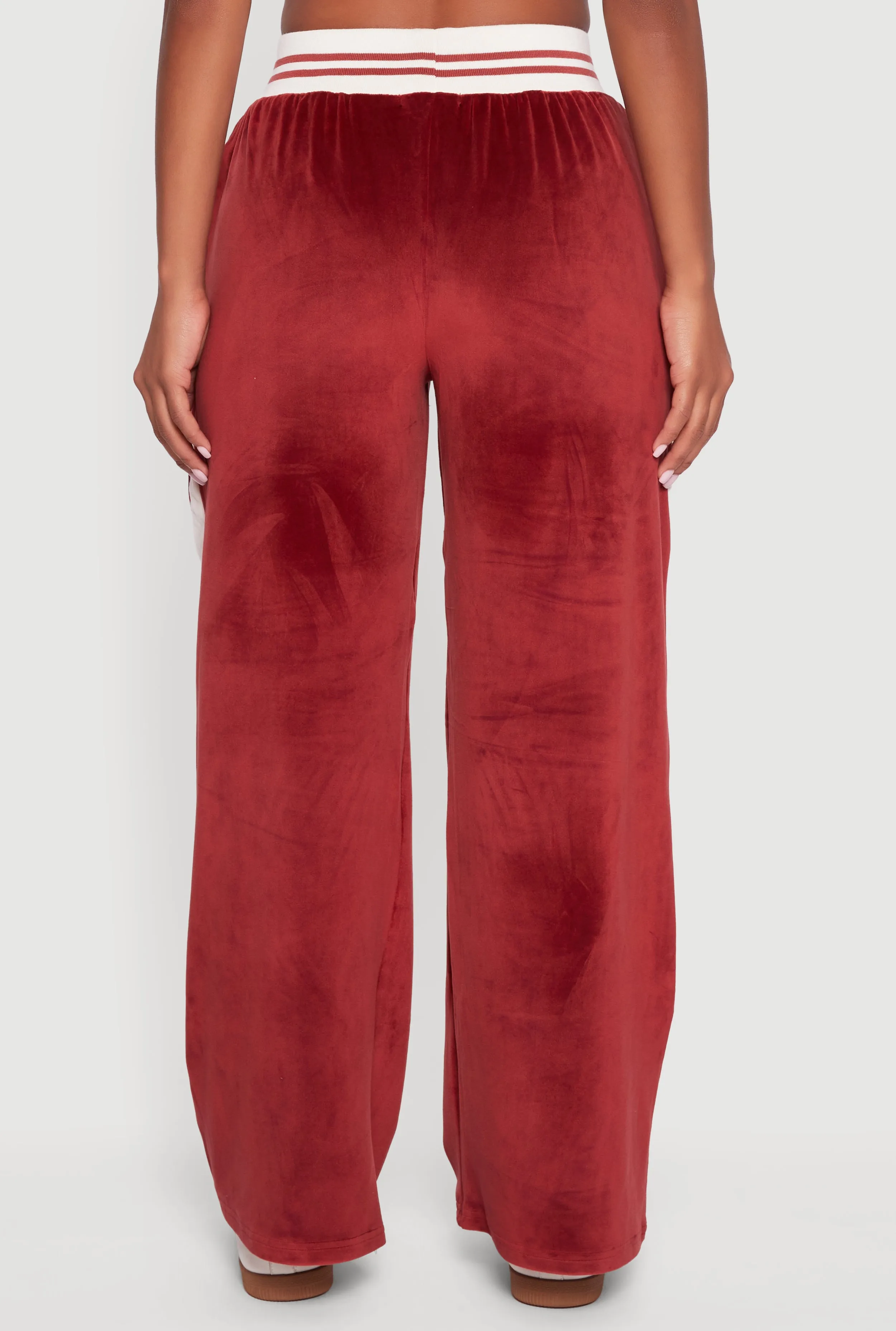 Velour High Waisted Striped Detail Wide Leg Pants sold by Rainbow product image thumbnail 5