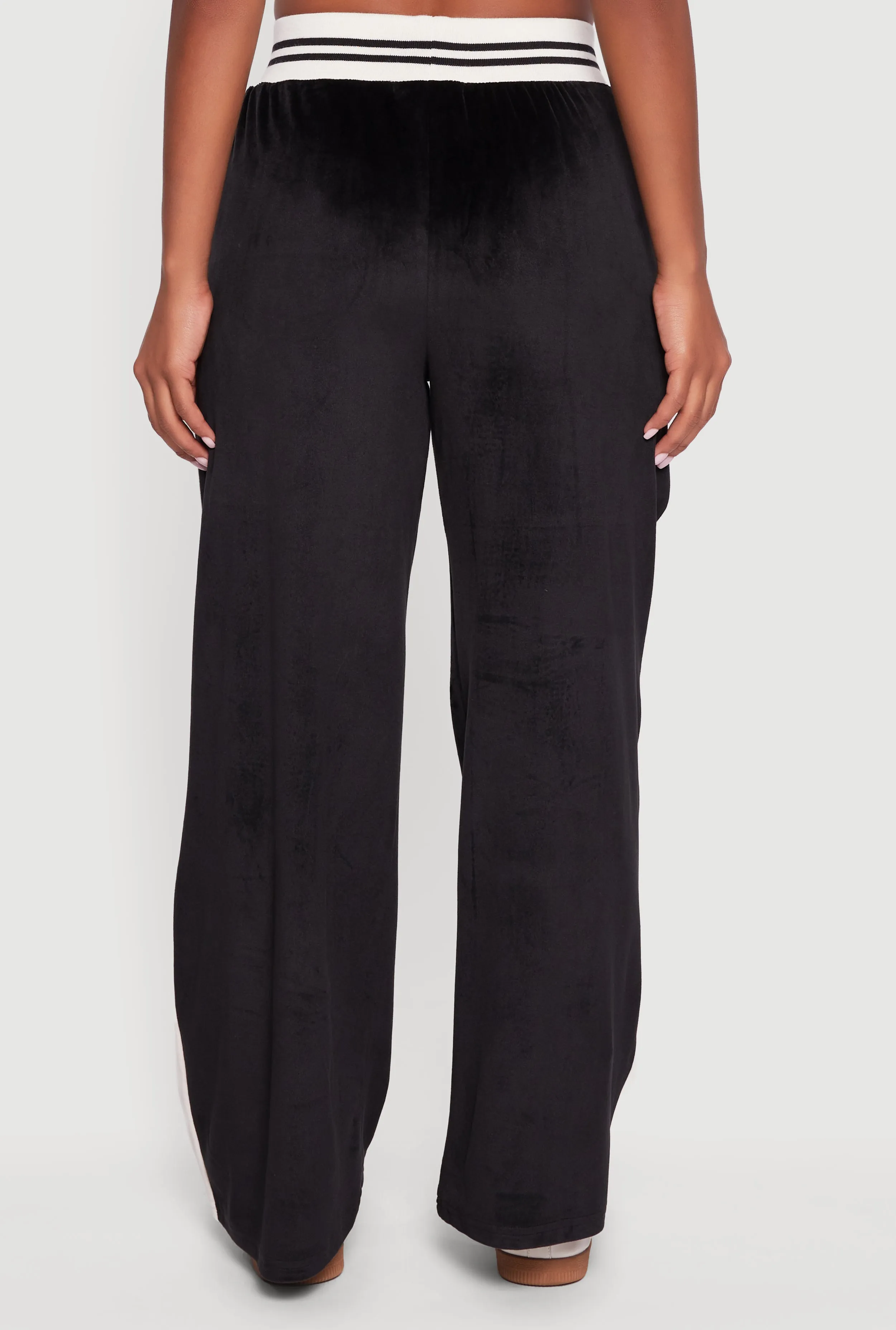 Velour High Waisted Striped Detail Wide Leg Pants sold by Rainbow product image thumbnail 5