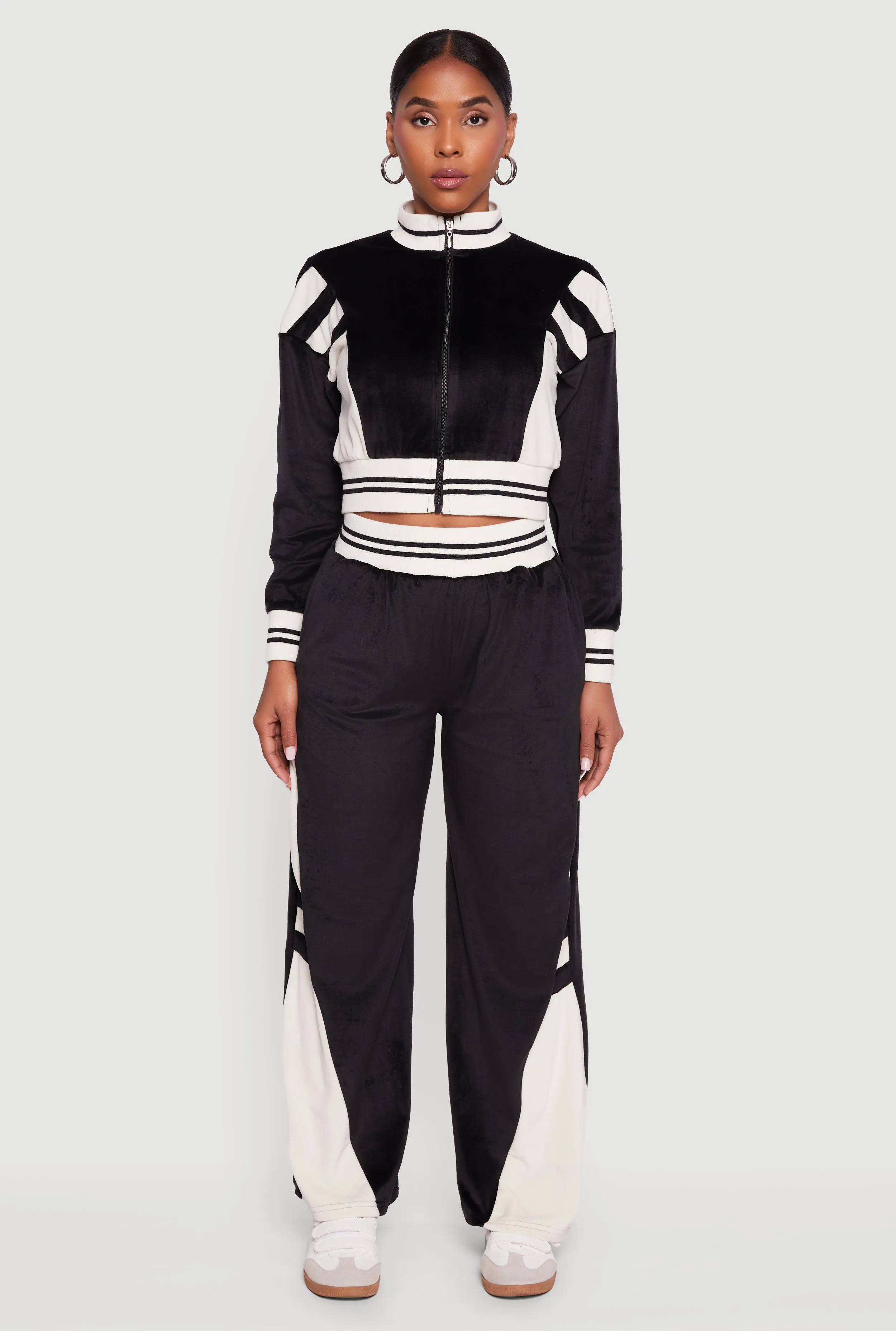 Velour High Waisted Striped Detail Wide Leg Pants sold by Rainbow product image thumbnail 2