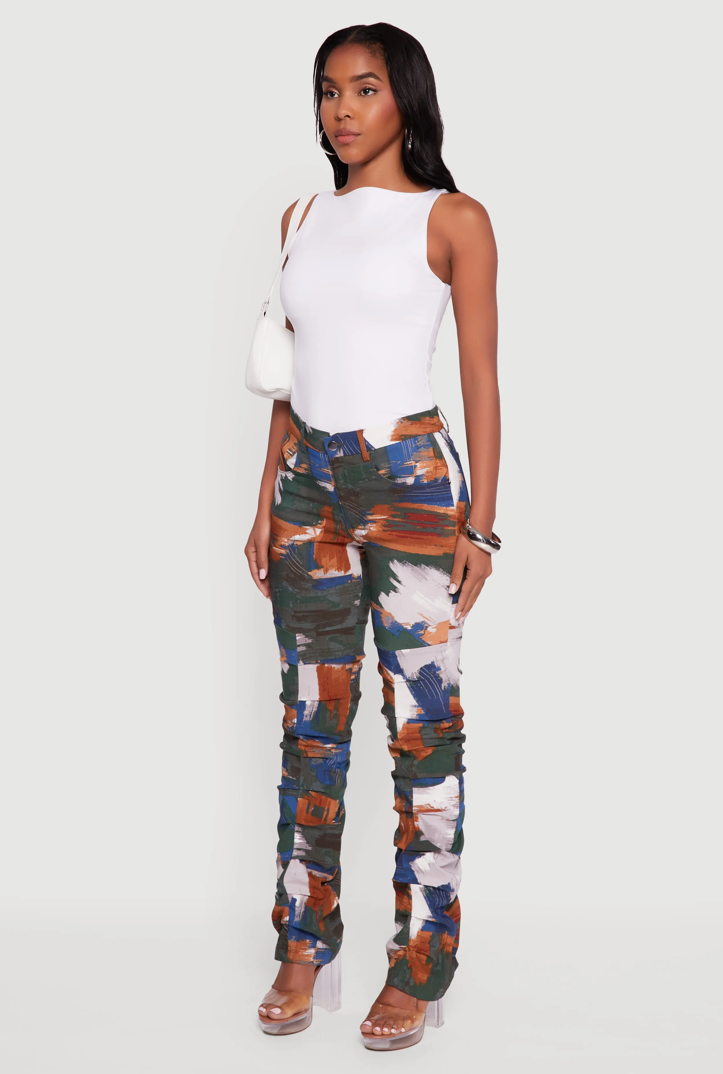 Brush Stroke Patterned Stacked Straight Leg Pants sold by Rainbow product image thumbnail 3