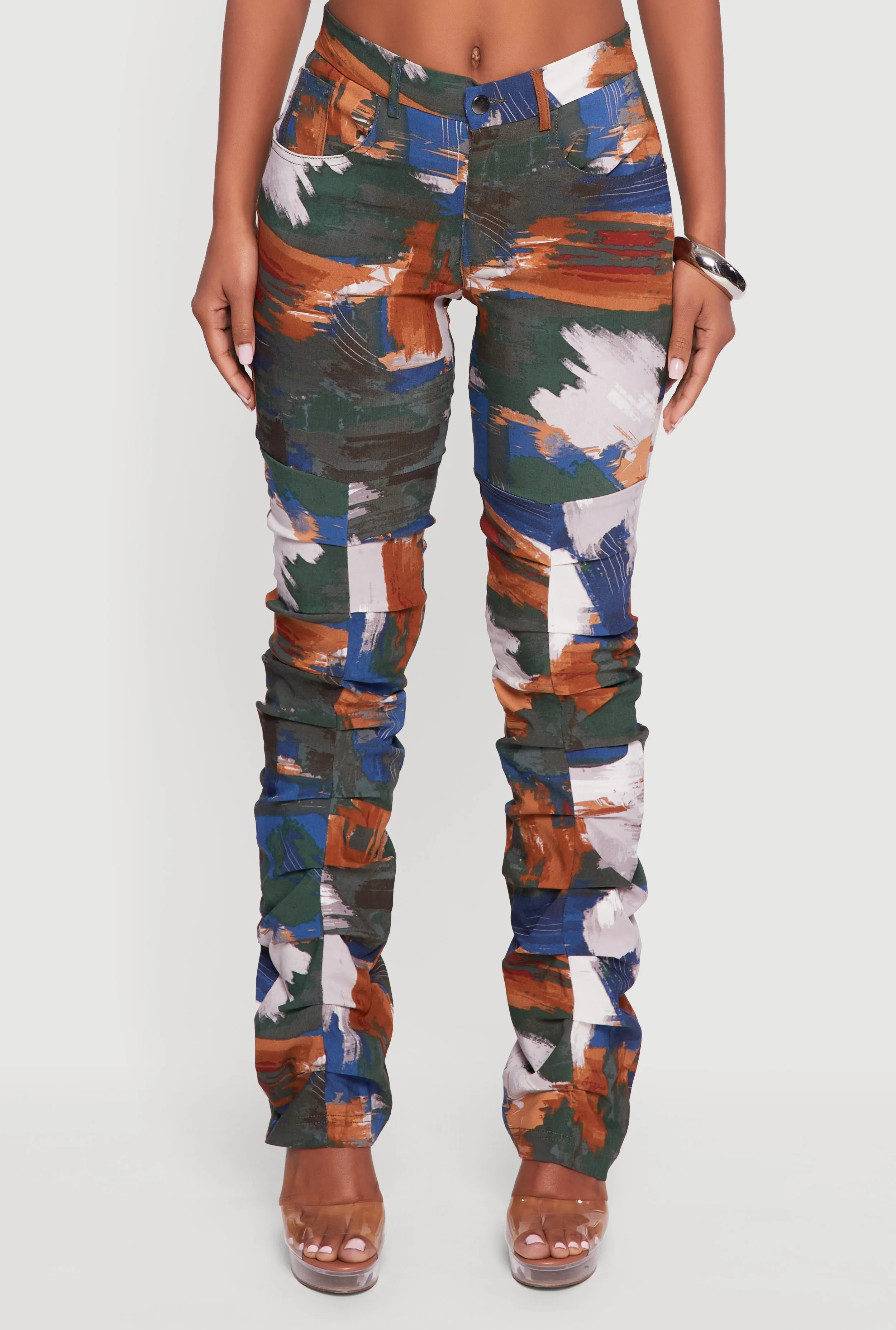 Brush Stroke Patterned Stacked Straight Leg Pants sold by Rainbow product image thumbnail 5
