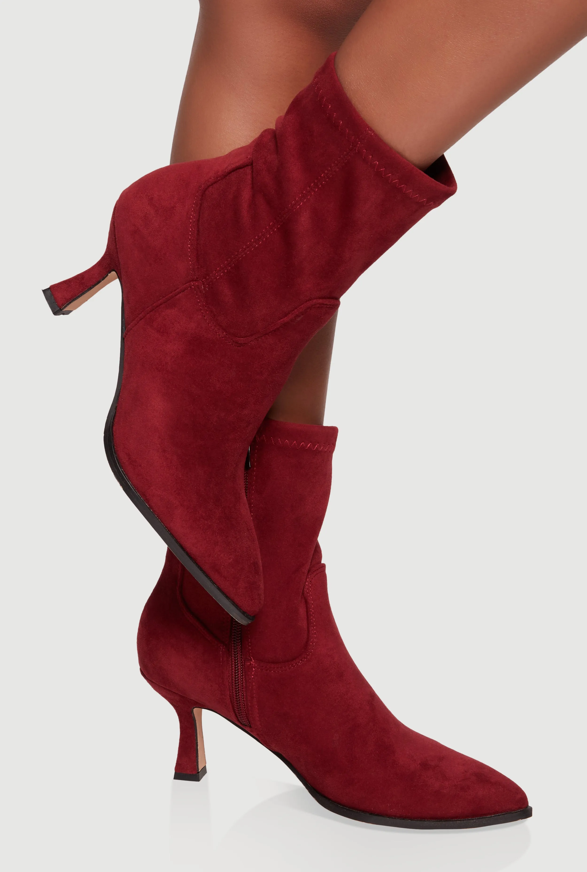 Pointed Toe Side Zip Spool Heel Ankle Booties sold by Rainbow