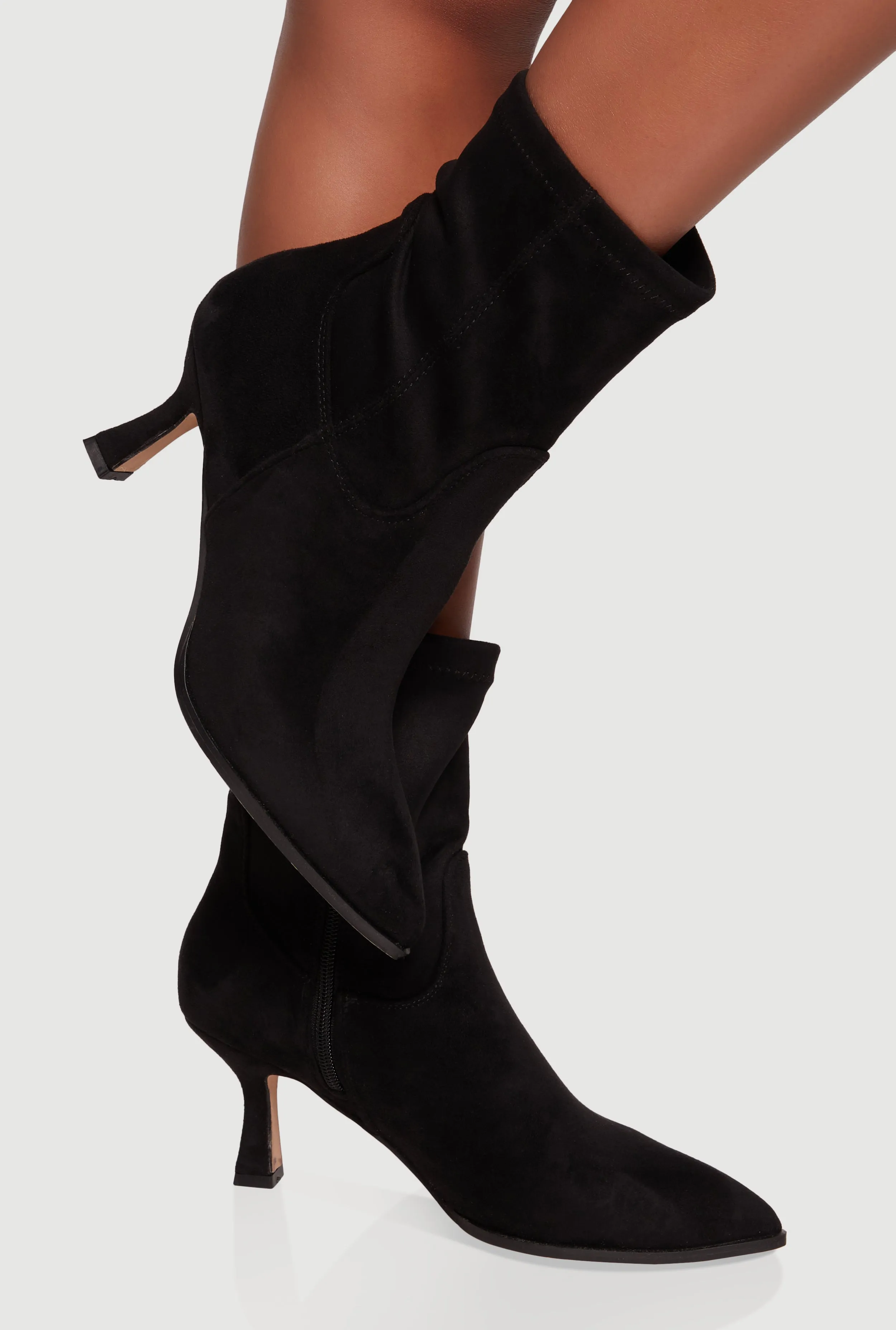 Pointed Toe Side Zip Spool Heel Ankle Booties sold by Rainbow