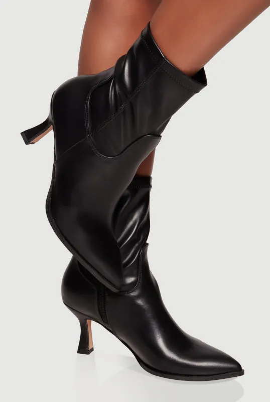 Pointed Toe Side Zip Spool Heel Ankle Booties sold by Rainbow