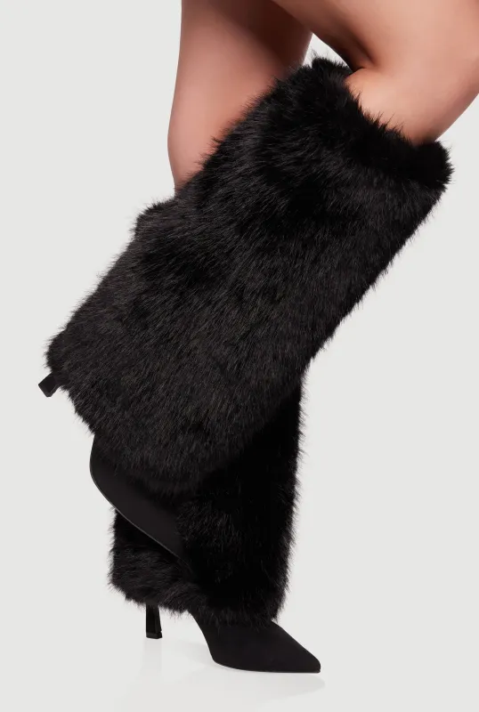 Faux Fur Stiletto Knee High Boots sold by Rainbow