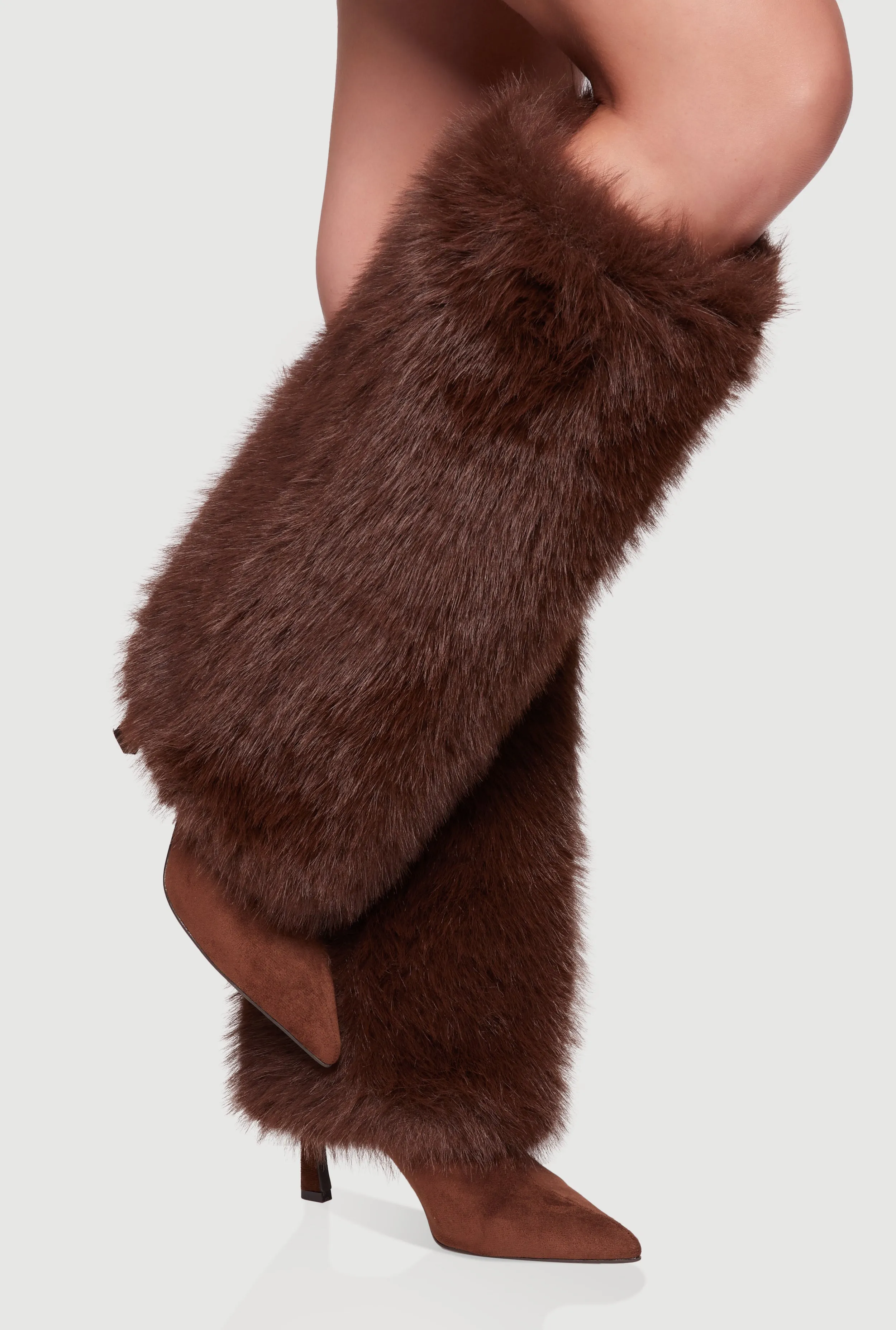 Faux Fur Stiletto Knee High Boots sold by Rainbow