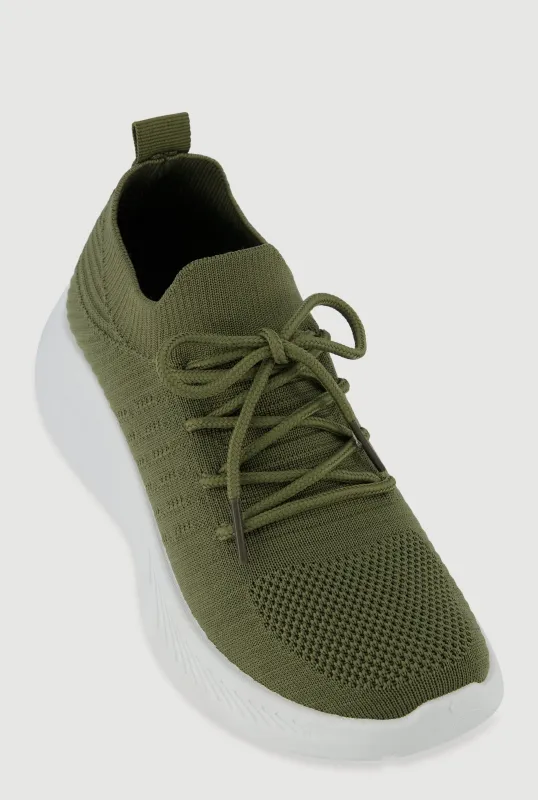 Lace Up Textured Knit Sneakers sold by Rainbow