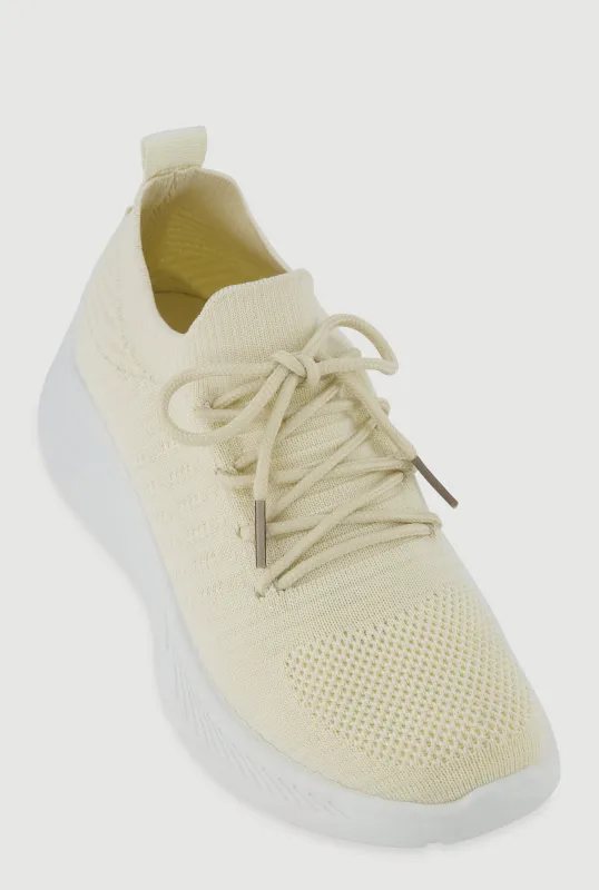 Lace Up Textured Knit Sneakers sold by Rainbow
