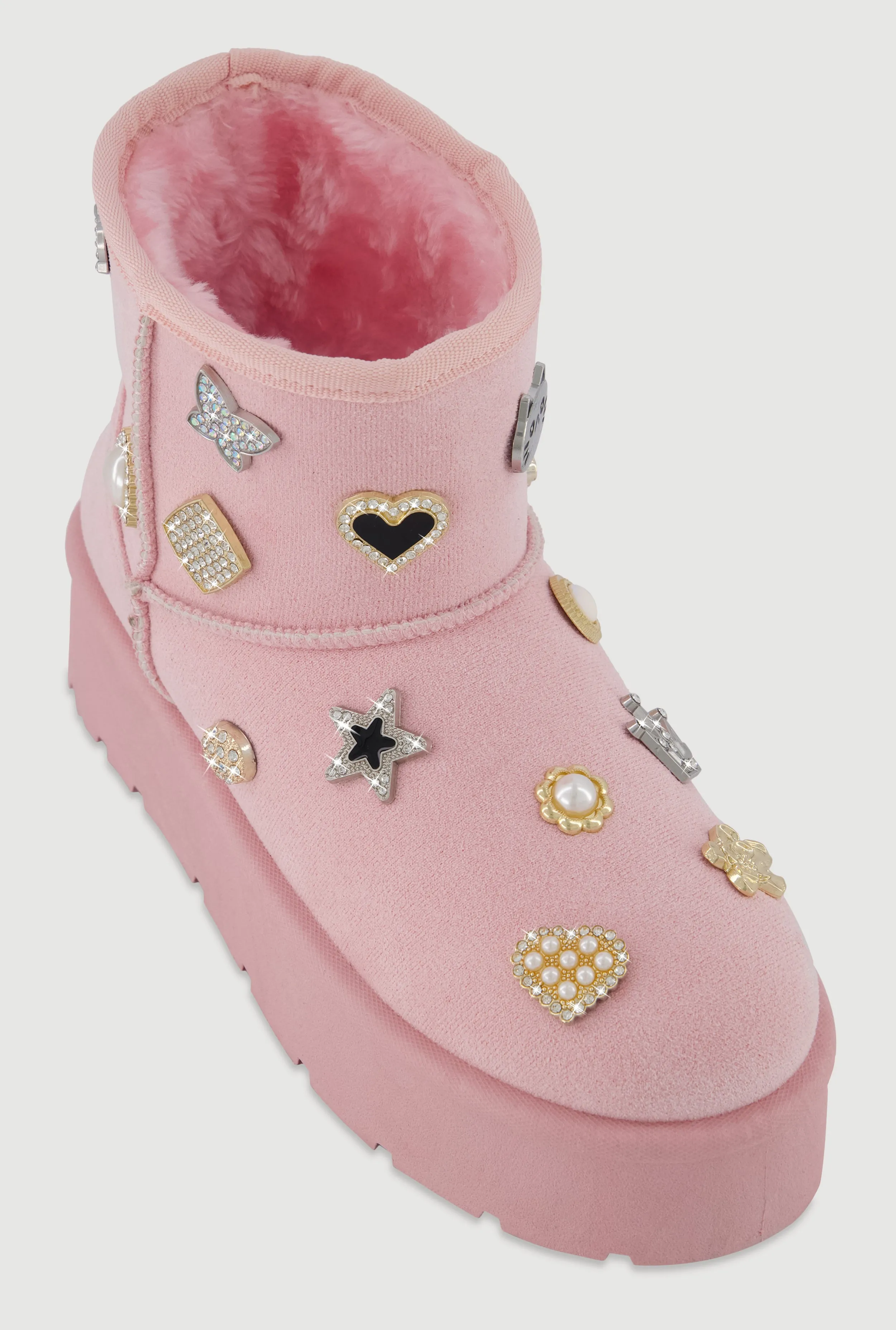 Faux Suede Platform Booties with Rhinestone Charms sold by Rainbow product image thumbnail 3