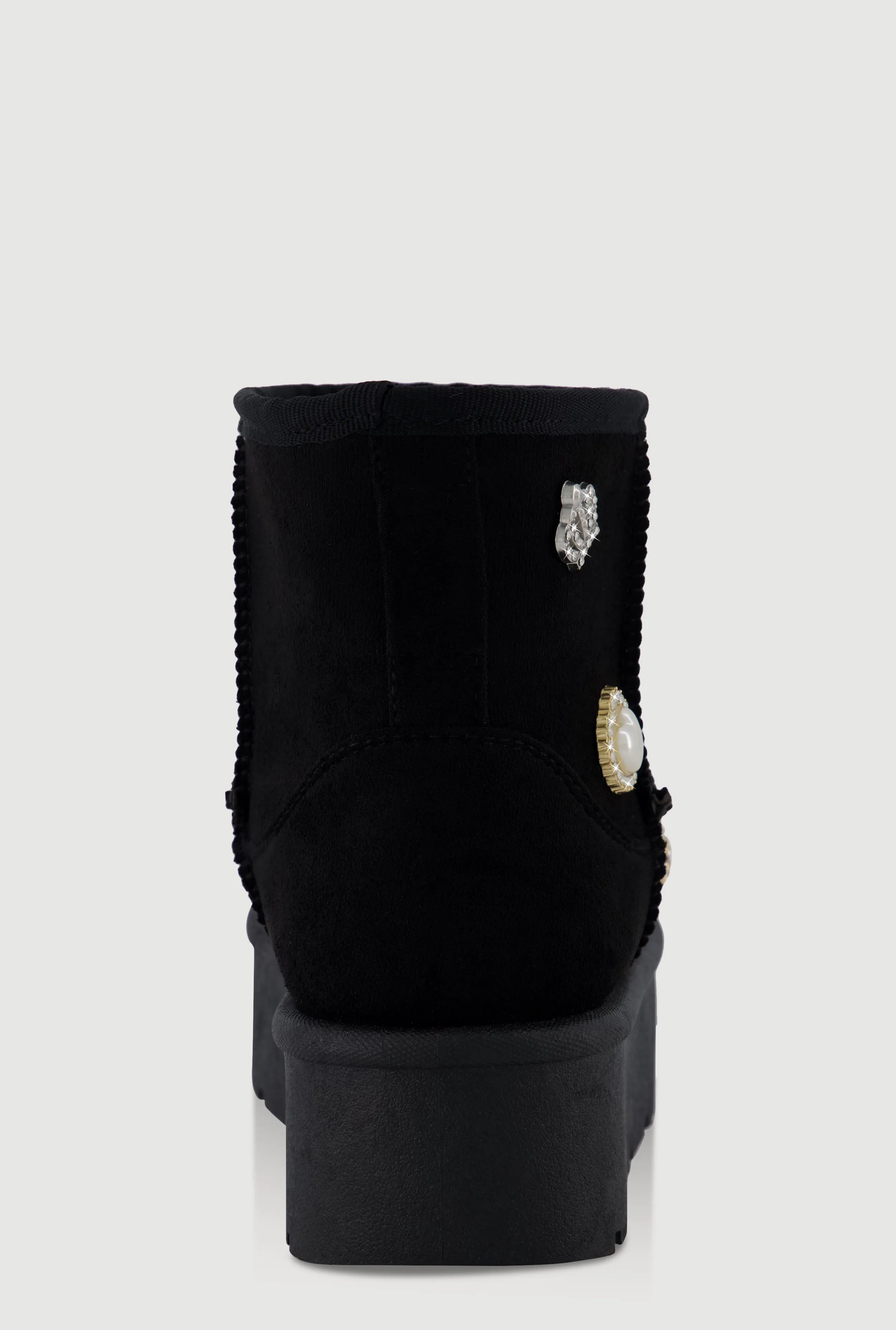 Faux Suede Platform Booties with Rhinestone Charms sold by Rainbow product image thumbnail 3