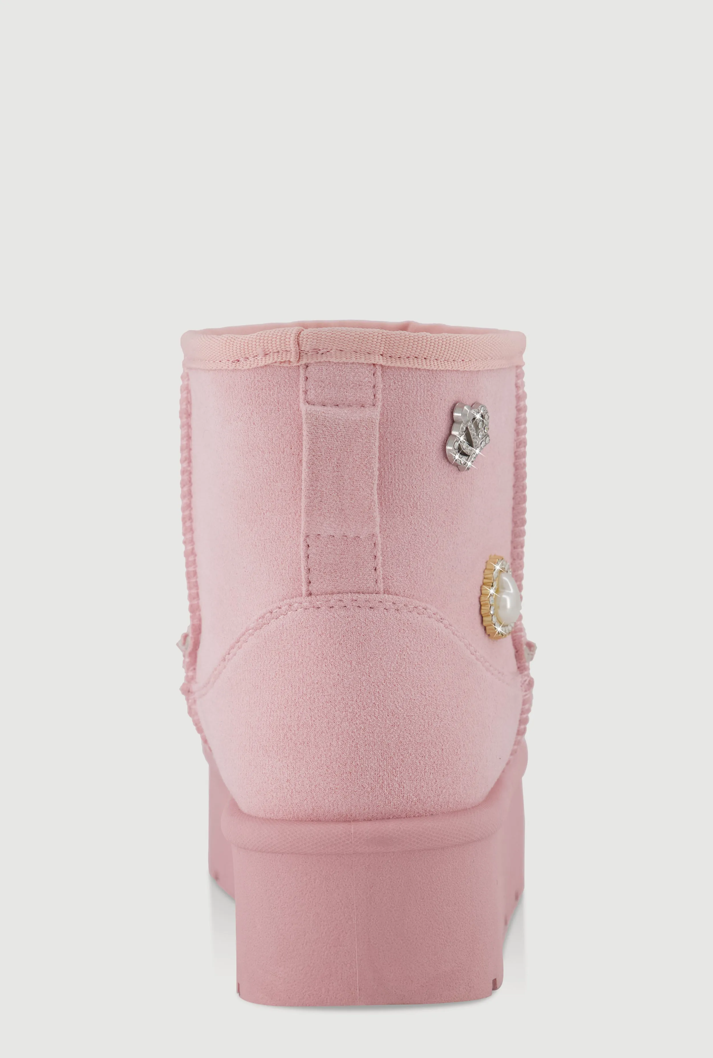 Faux Suede Platform Booties with Rhinestone Charms sold by Rainbow product image thumbnail 3