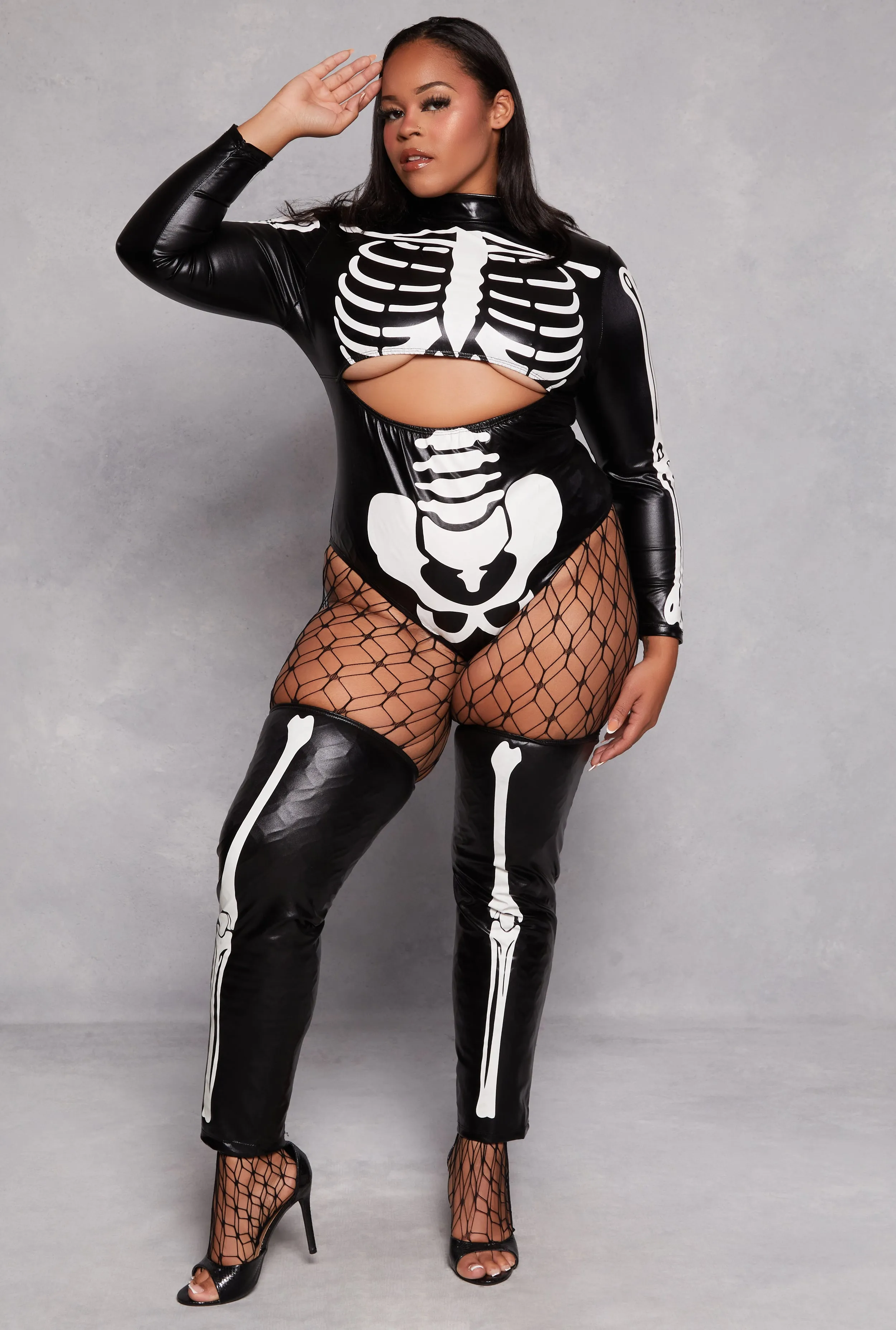 Plus Size Sultry Glow In The Dark Skeleton Costume sold by Rainbow