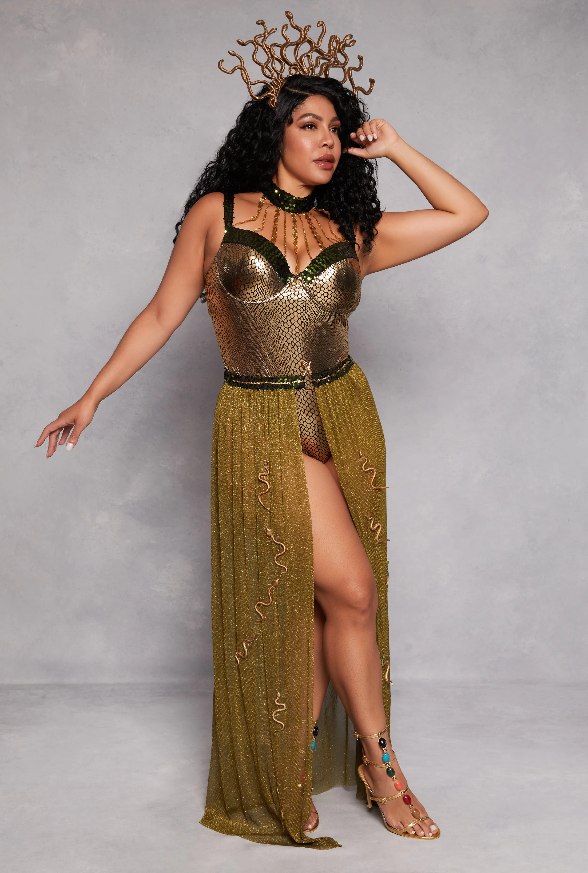 Plus Size Enchanting Serpent Queen Costume sold by Rainbow