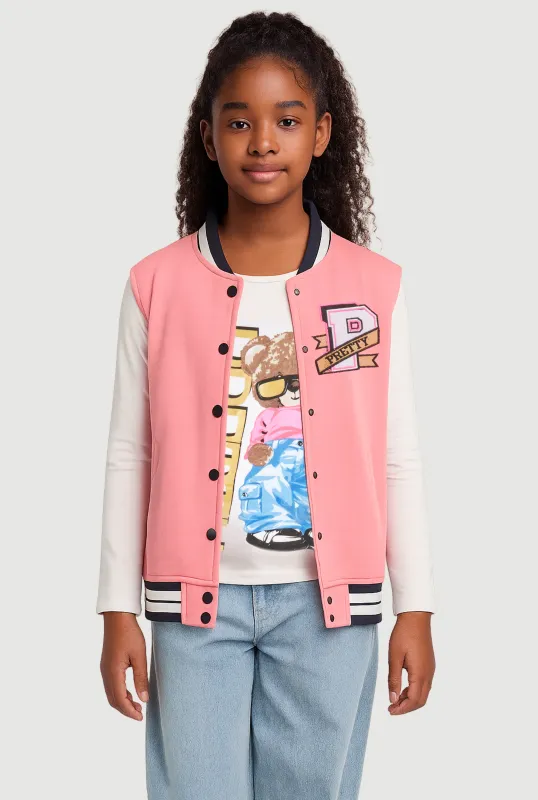 Girls Pretty Graphic Varsity Vest and Long Sleeve Tee sold by Rainbow