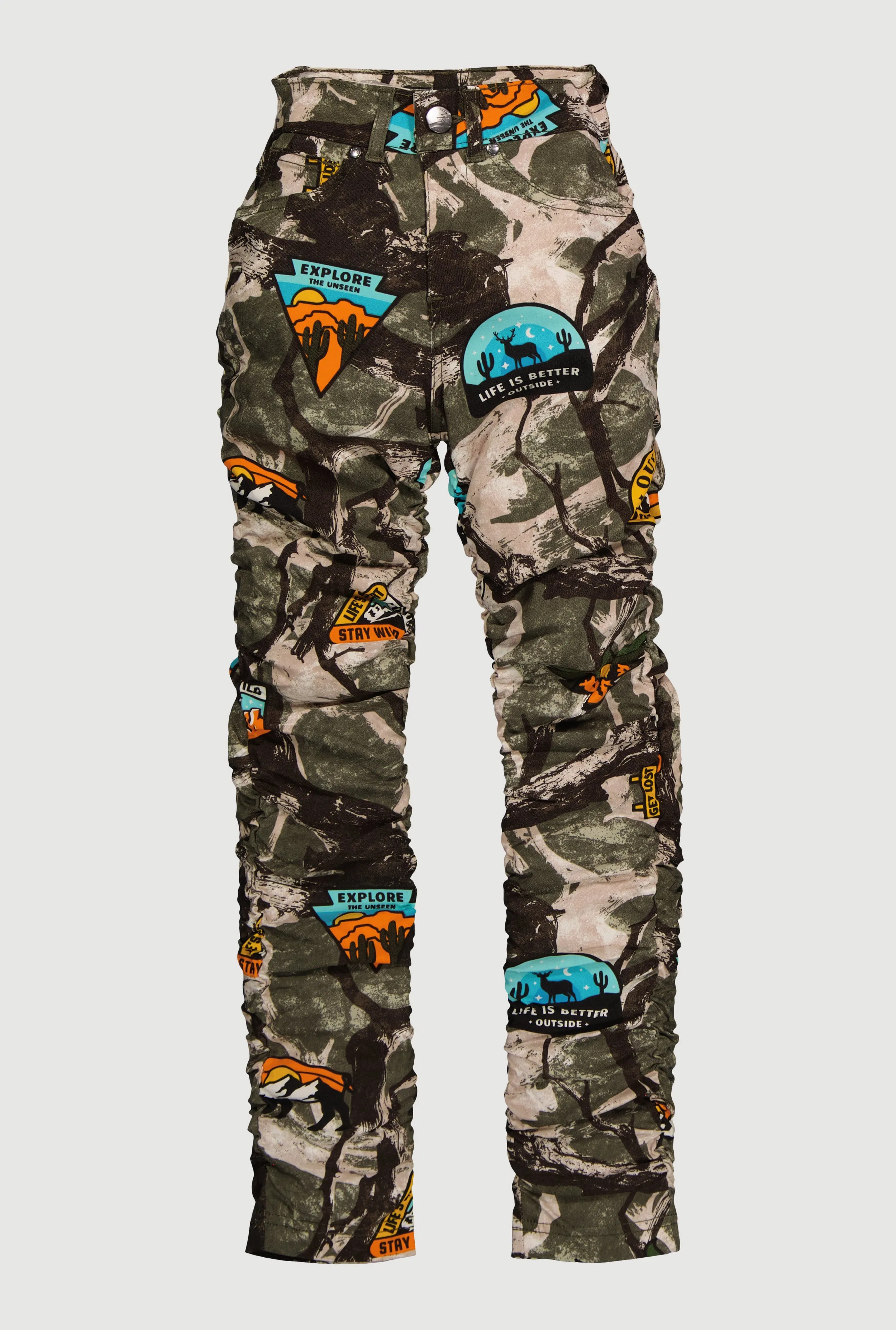 Girls Camo Hyper Stretch Stacked Skinny Leg Pants sold by Rainbow product image thumbnail 3