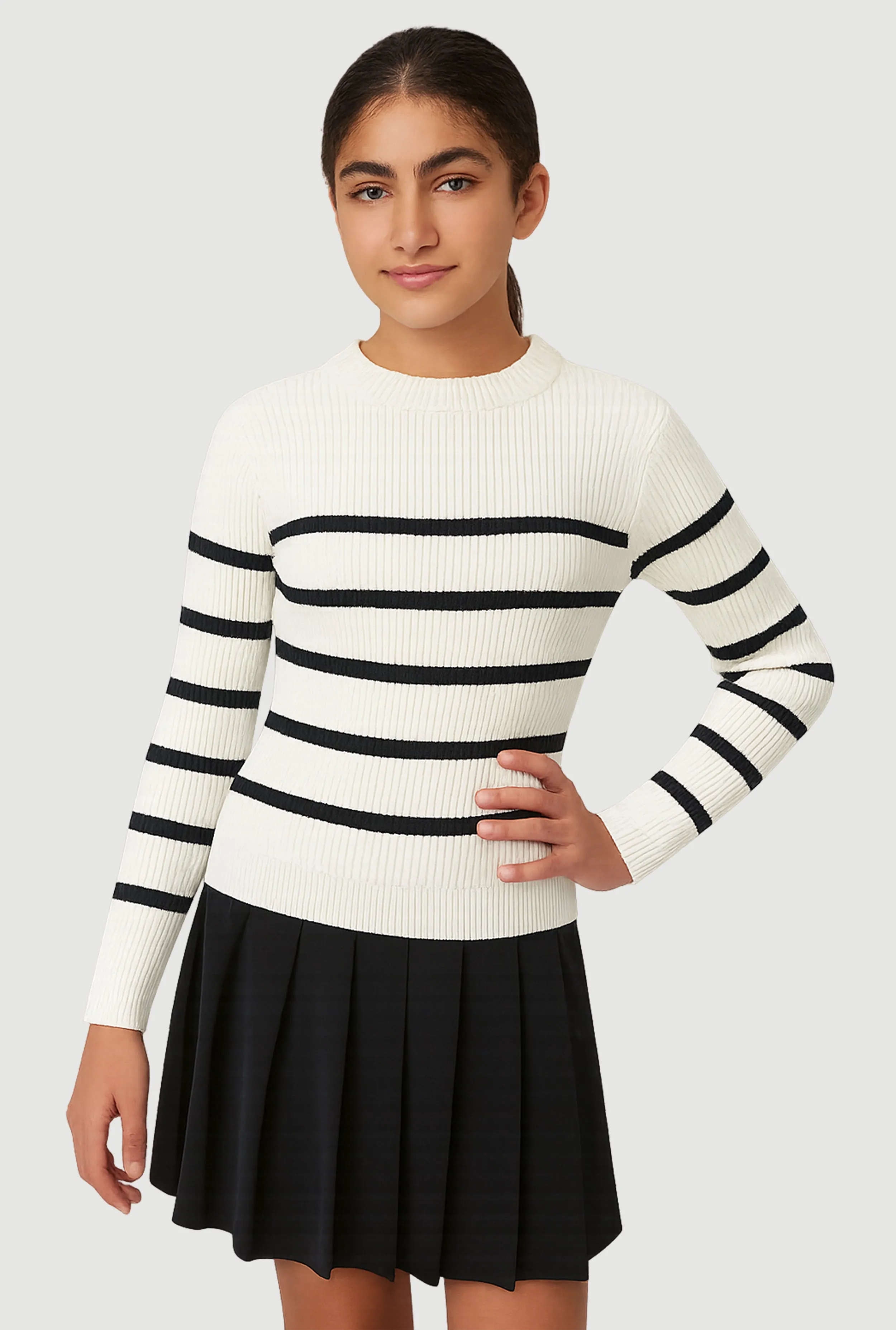 Girls Striped Ribbed Knit Pullover Sweater sold by Rainbow