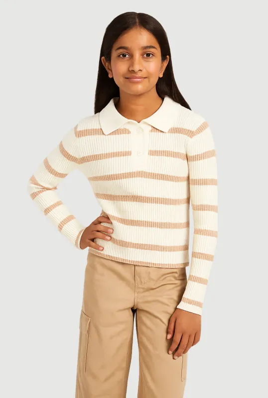Girls Striped Collared Sweater sold by Rainbow