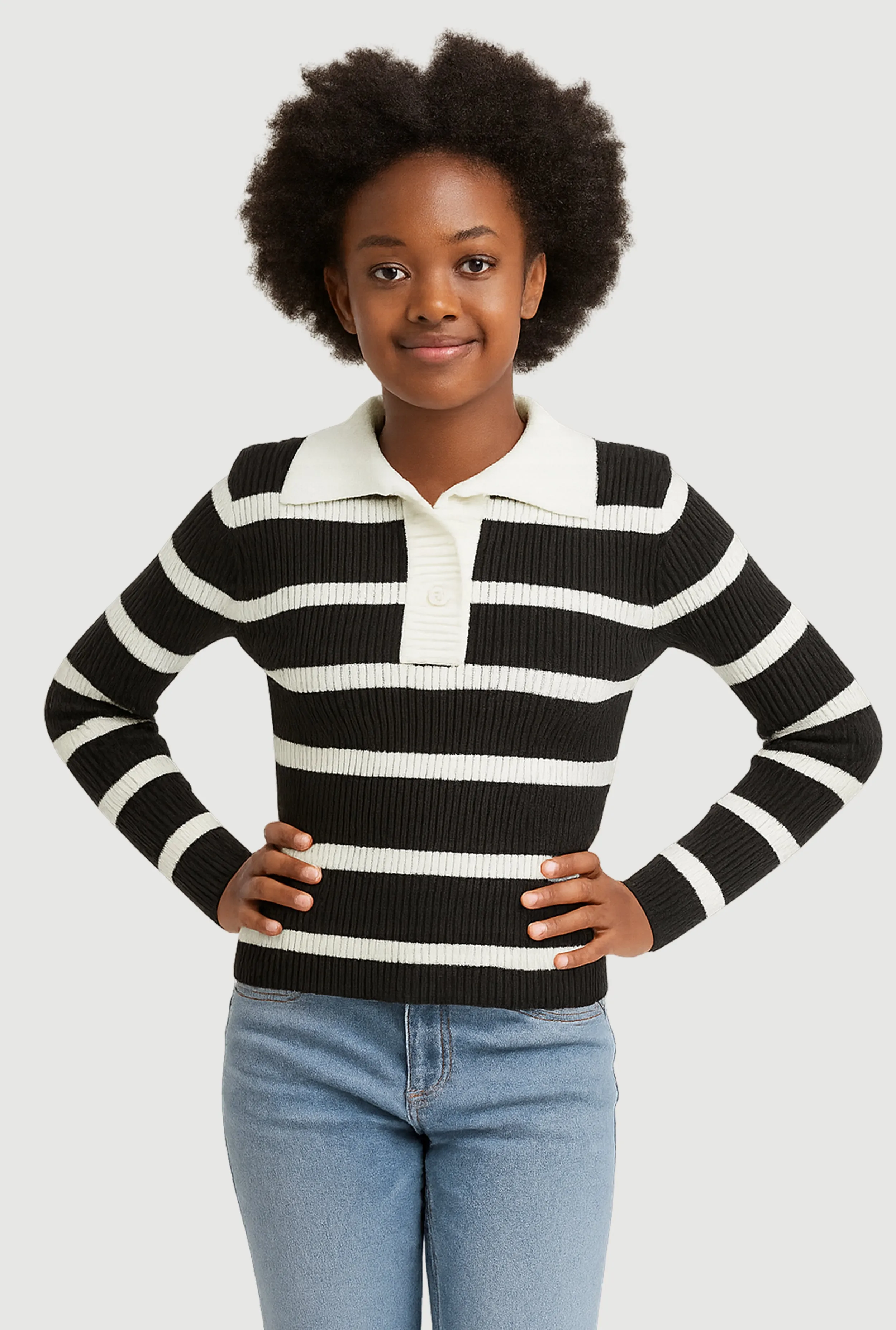 Girls Striped Collared Sweater sold by Rainbow