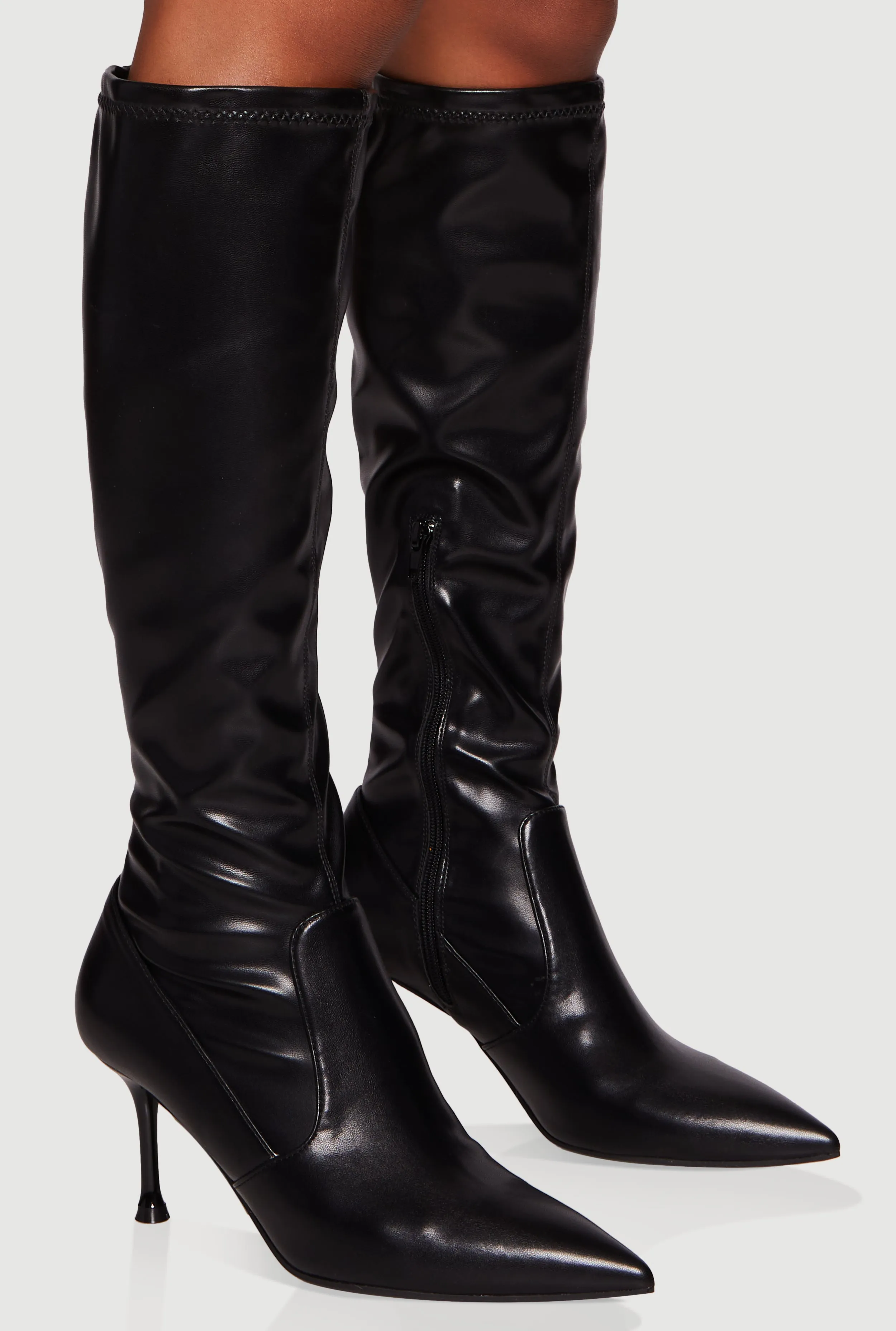 Trendy Pointed Toe Spool Heel Sock Boots sold by Rainbow product image thumbnail 2