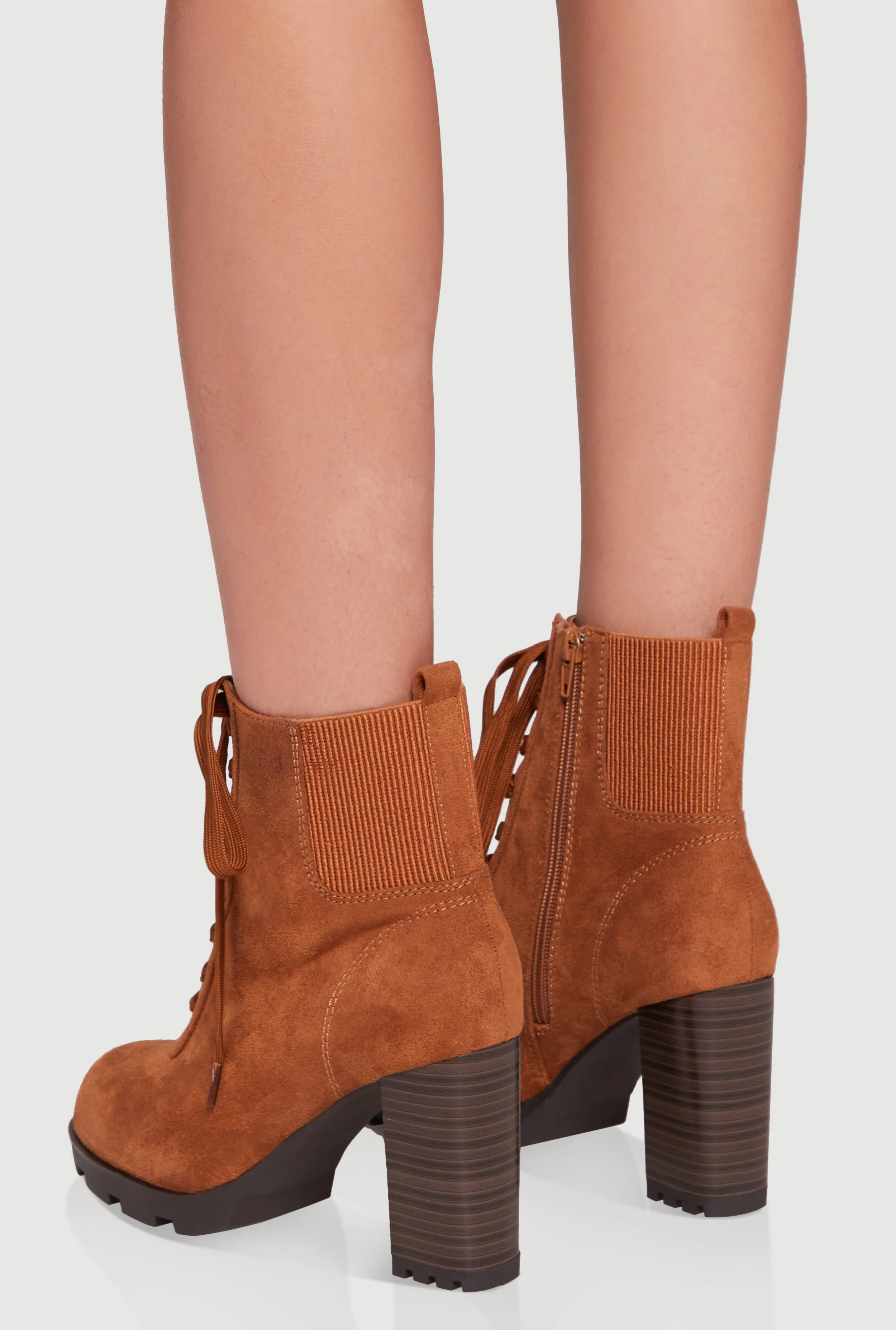 Side Zip Lace Up Block Heel Combat Boot sold by Rainbow product image thumbnail 3